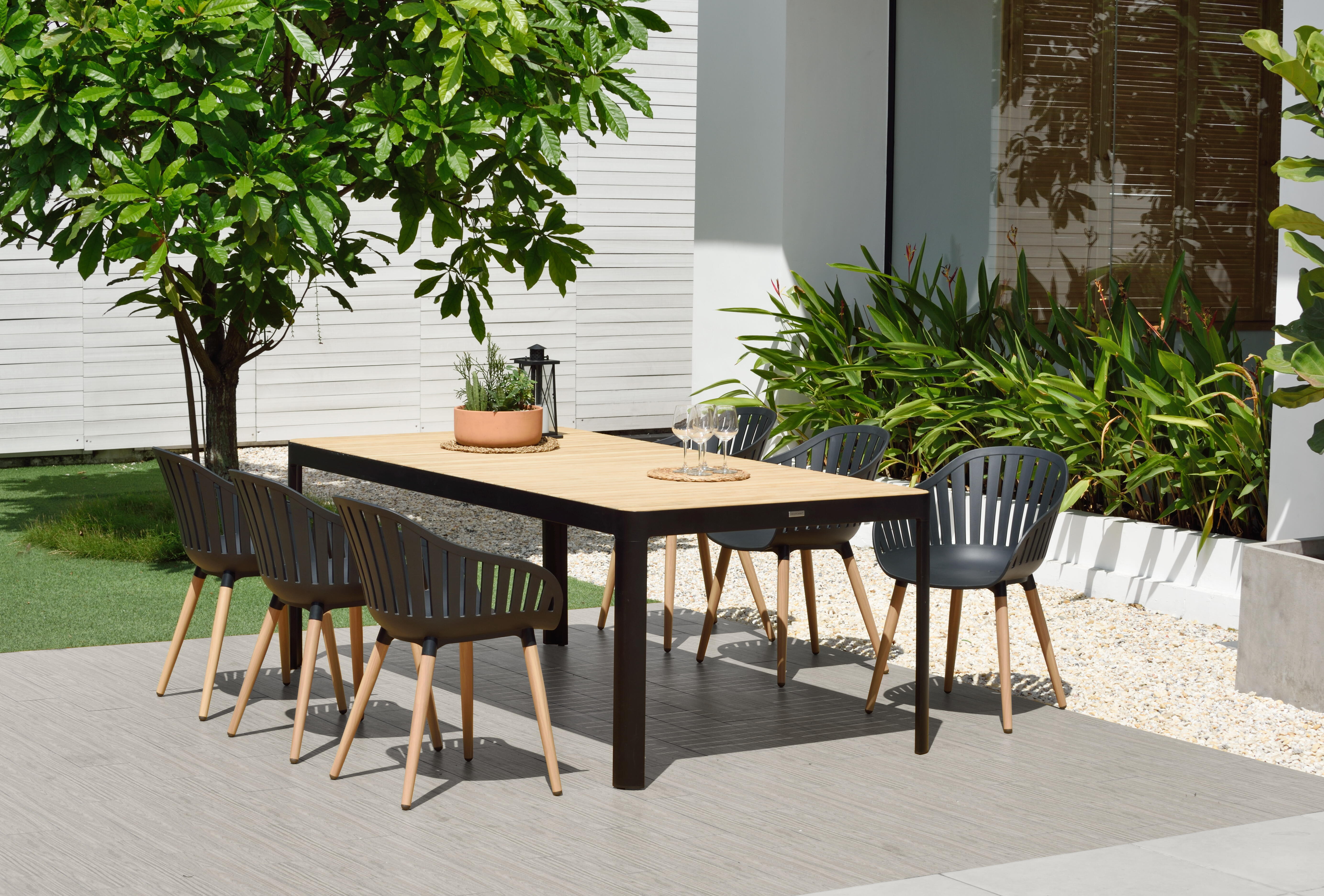 Conjunto de jardín portals en color negro de 6 plazas