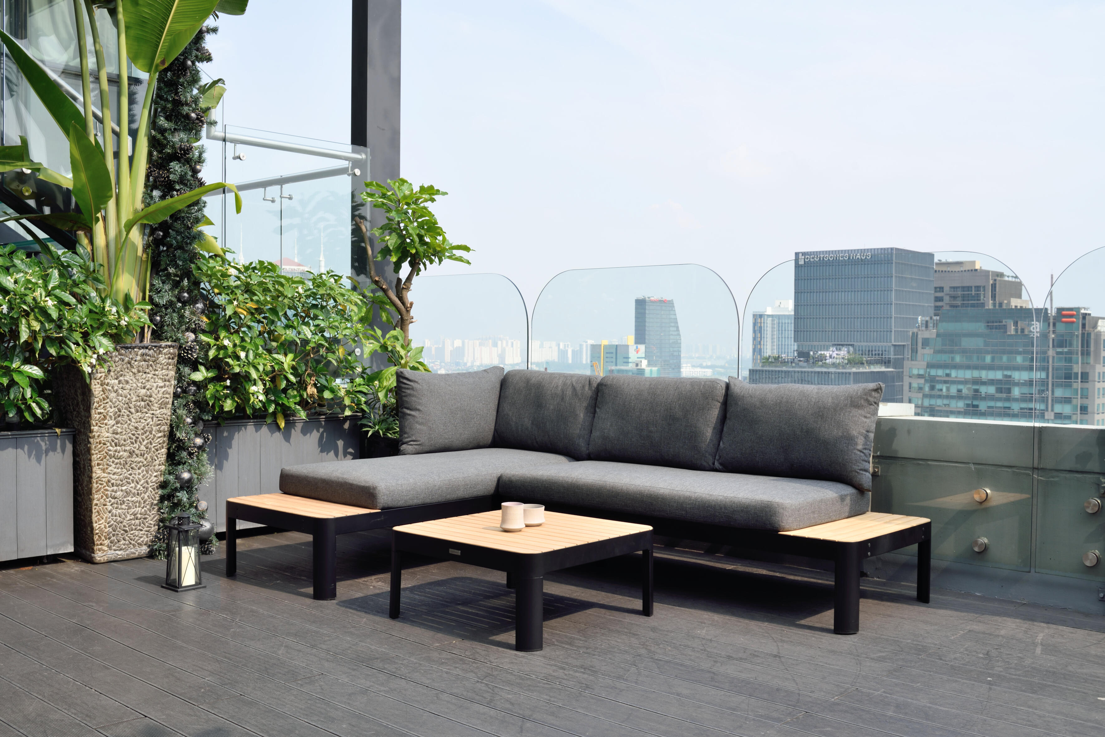 Conjunto de jardín portals en color gris de 4 plazas