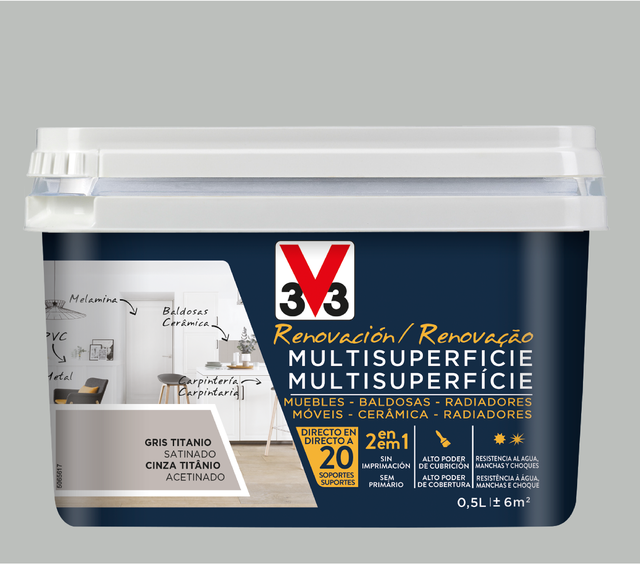 Esmalte Reno multisuperfície acetinado V33 500ML cinza titânio