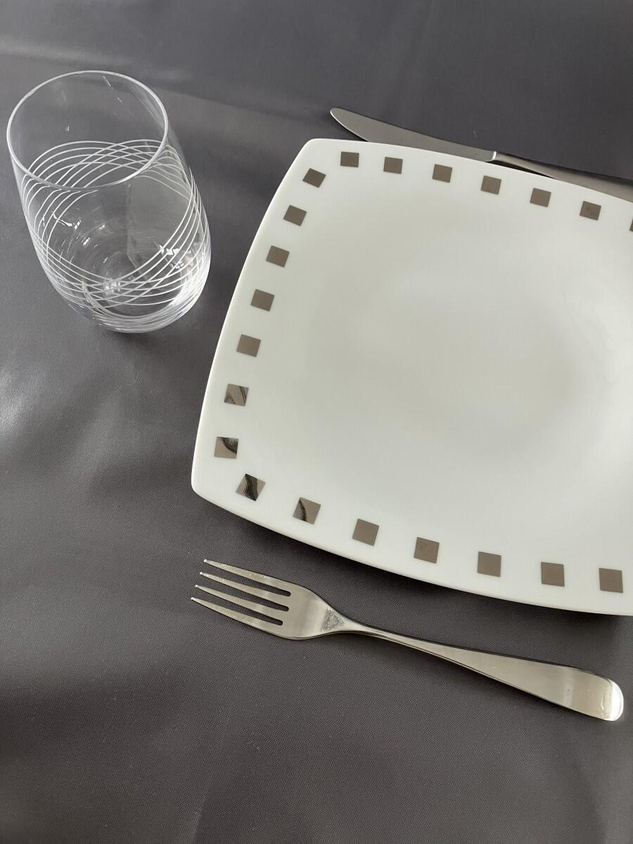 Nappe enduite rectangulaire l.110 x L.140 cm, polyester antitâche gris Nappe - 4