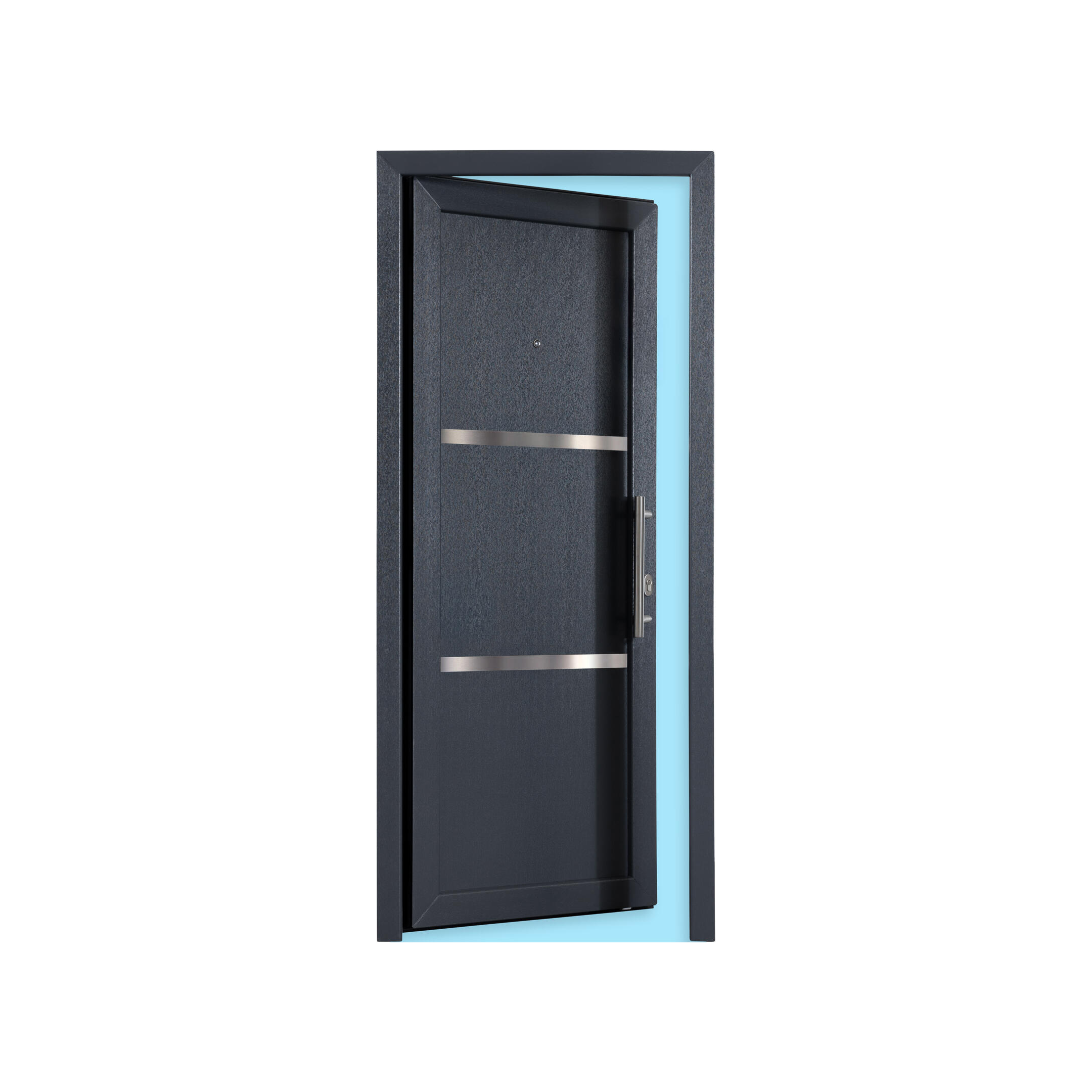 PUERTA ENTRADA PVC GRIS 90 CM IZQUIERDA - 3
