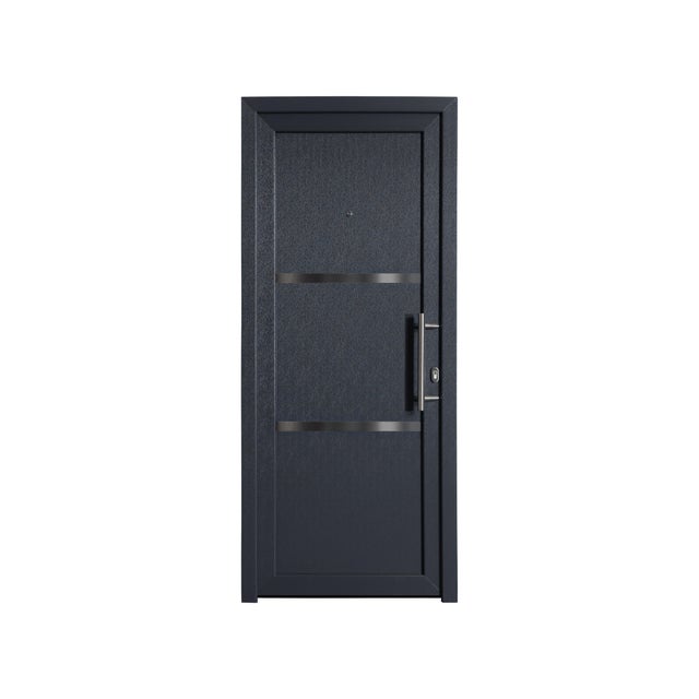 PUERTA ENTRADA PVC GRIS 90X210CM IZQUIERDA