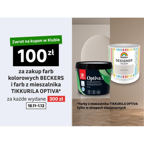 Farby Beckers i Tikkurila OPTIVA - zwrot na Kupon