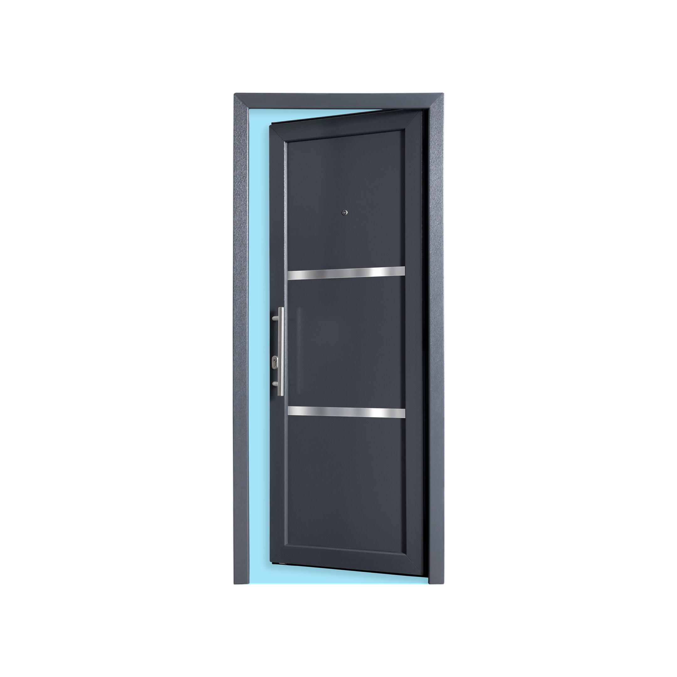 PUERTA ENTRADA PVC GRIS 90 CM DERECHA - 2