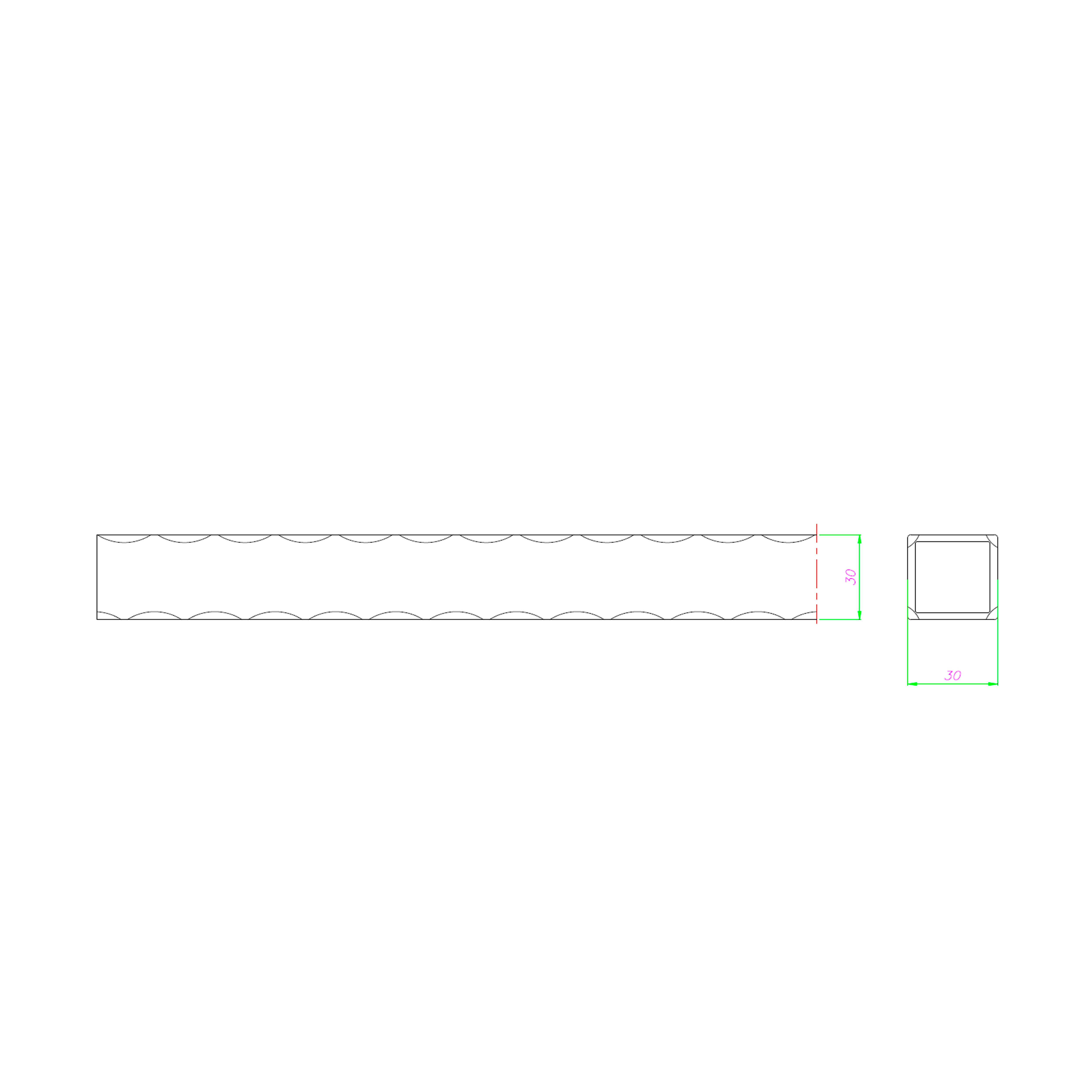 TUBO CUADRADO HIERRO FORJADO 30X30MM 3M - 4