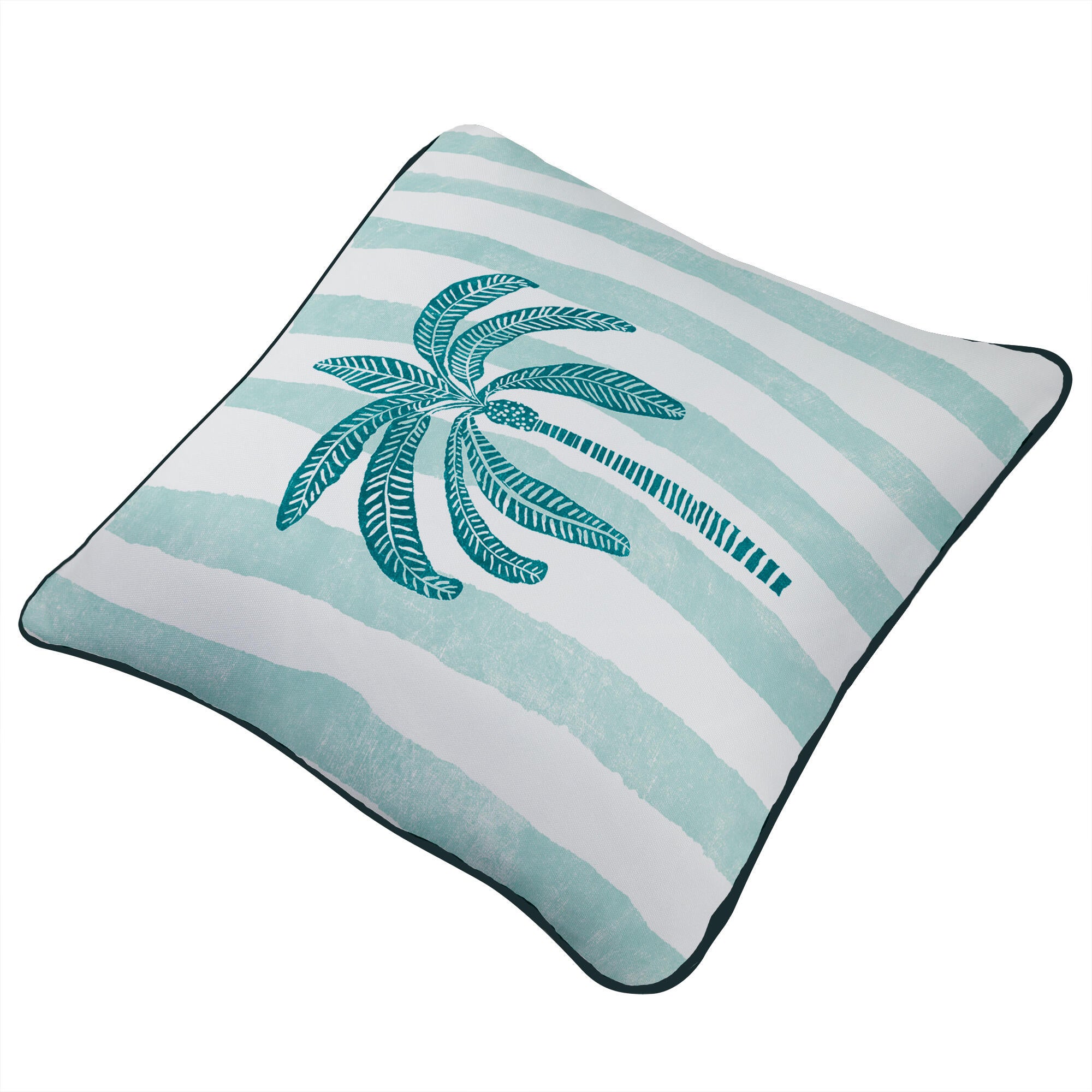 Cojín decorativo cuadrado exterior e interior Lensi árbol algodón poliéster turquesa cordoncillo 45x45cm - 4
