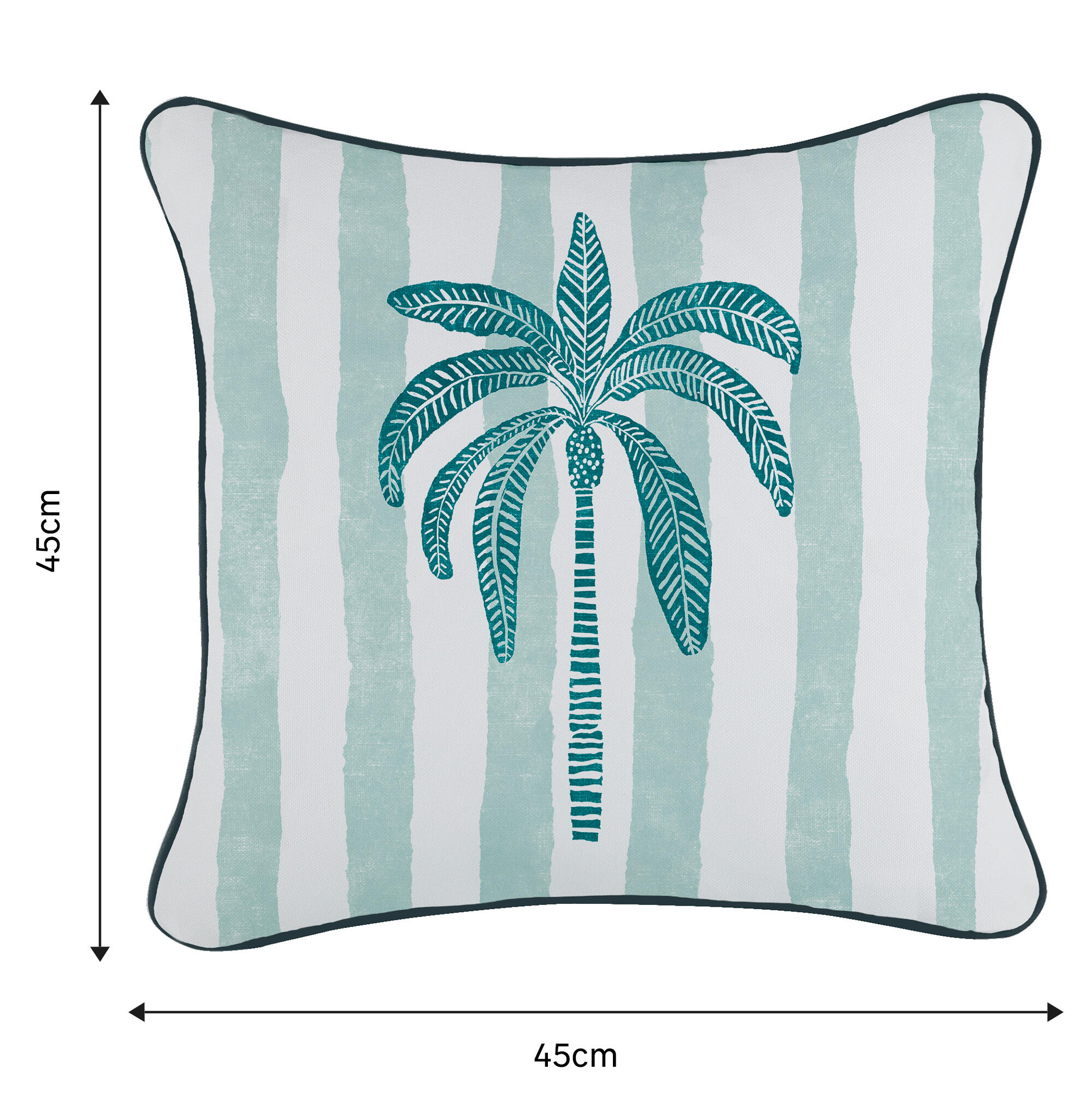 Cojín decorativo cuadrado exterior e interior Lensi árbol algodón poliéster turquesa cordoncillo 45x45cm - 2