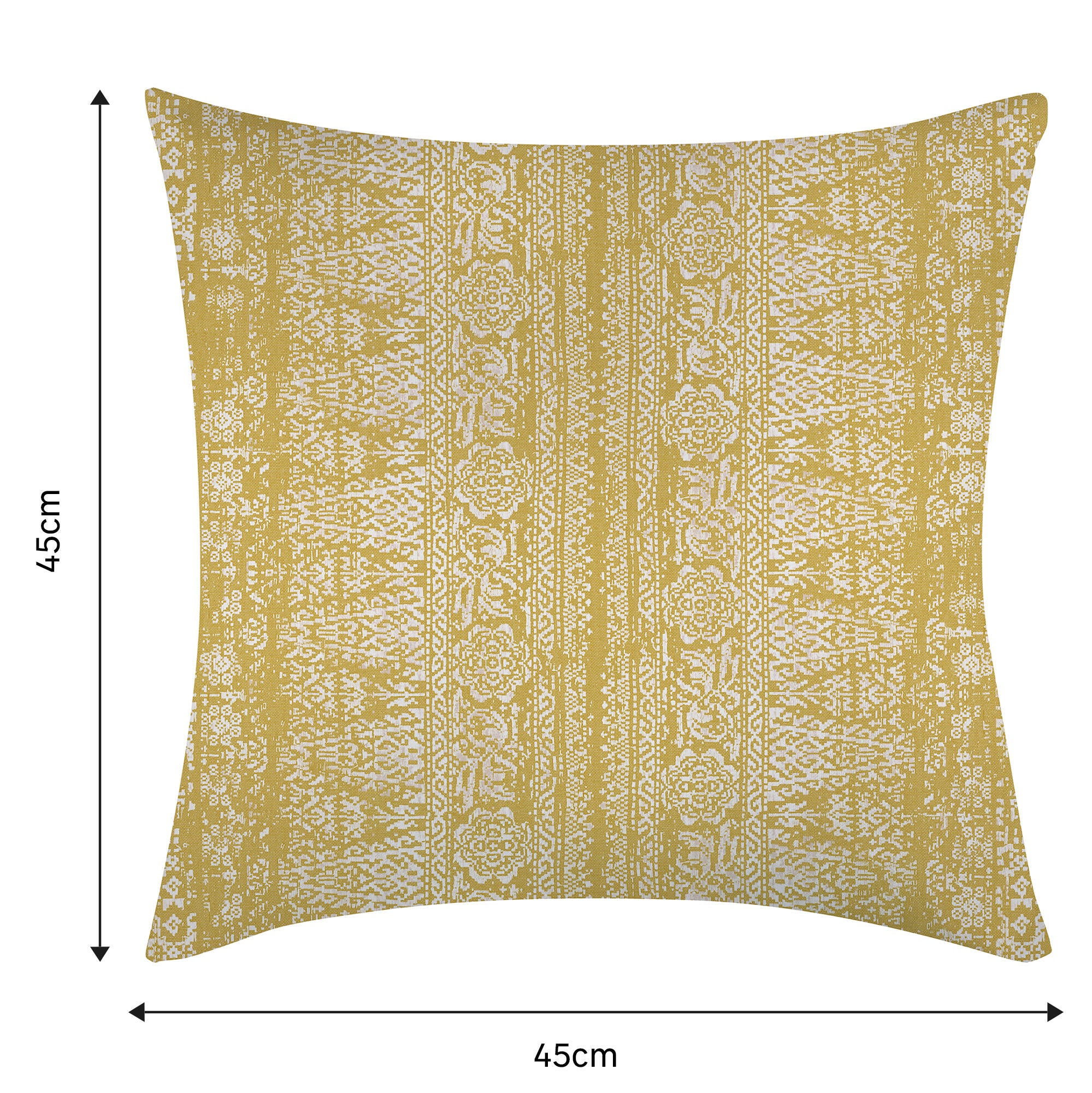 Cojín decorativo cuadrado exterior e interior Mars ornamentado arabesco algodón poliéster amarillo 45x45cm - 2
