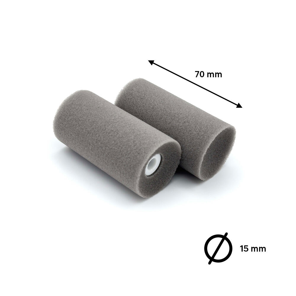 Recambio de mini rodillo para barnizar, lacar CIRET de 70 mm de anchura, 15 mm de diámetro, sin pelo. Fibra de poliéster. 1 unidad. - 2