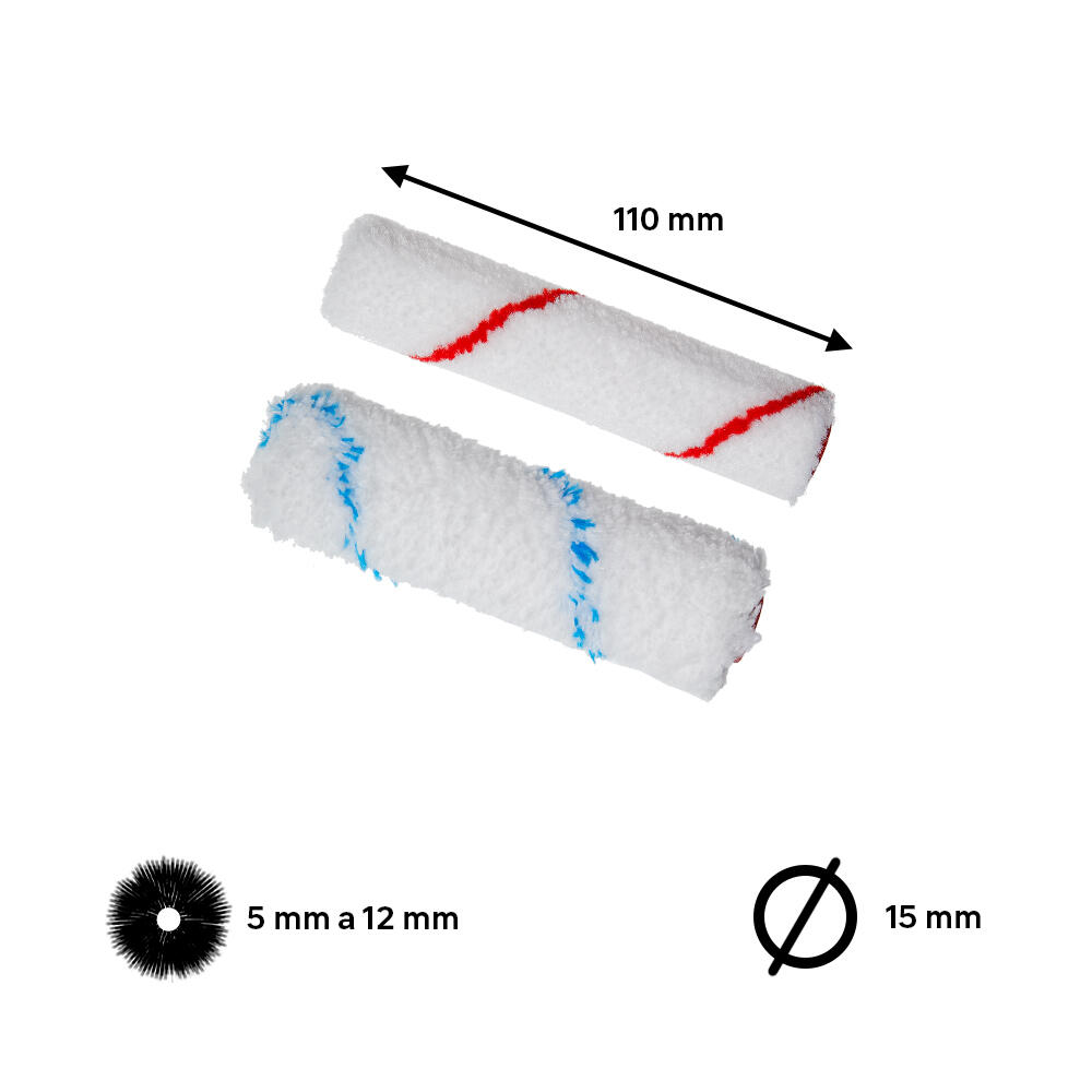 Recambio de rodillo para pintar superficies lisas, lacar DEXTER de 110 mm de anchura, 15 mm de diámetro, pelo medio (5 mm a 12 mm). 5 unidades. - 2