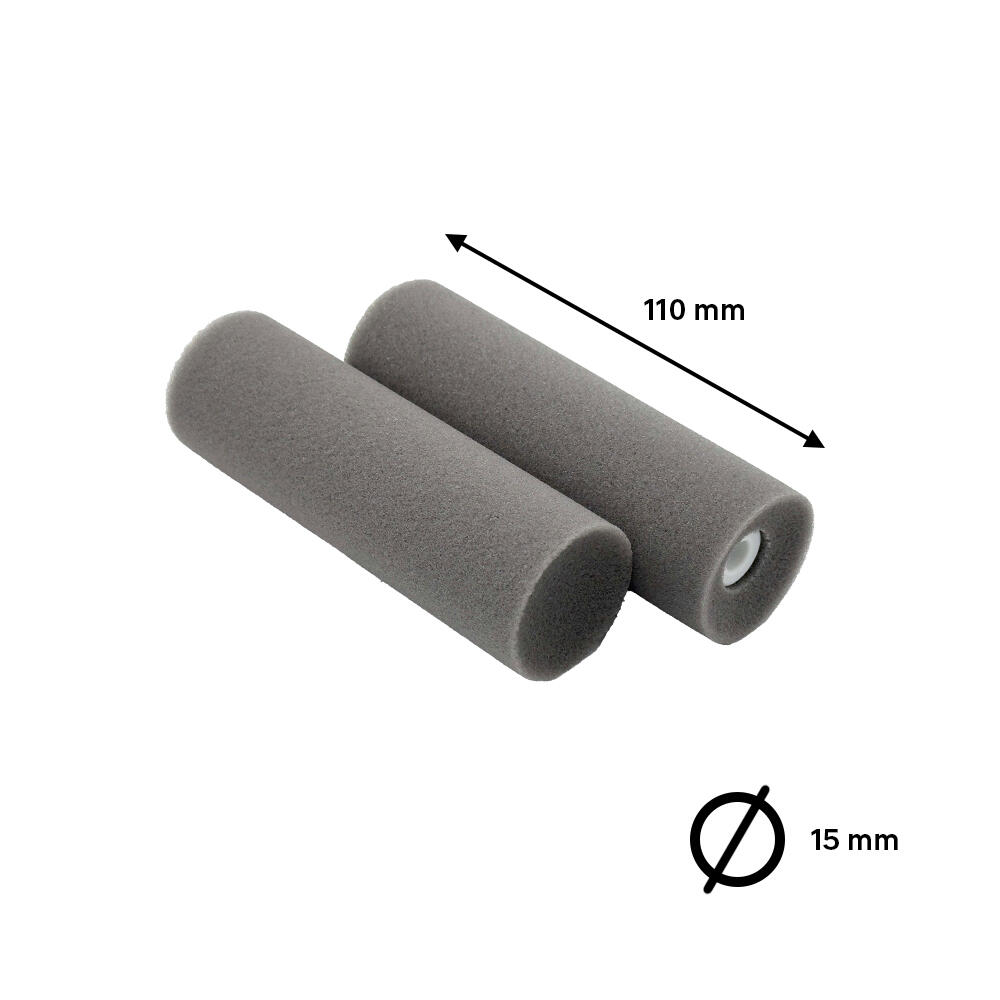 Recambio de mini rodillo para barnizar, lacar CIRET de 110 mm de anchura, 15 mm de diámetro, sin pelo. Fibra de poliéster. 2 unidades. - 2