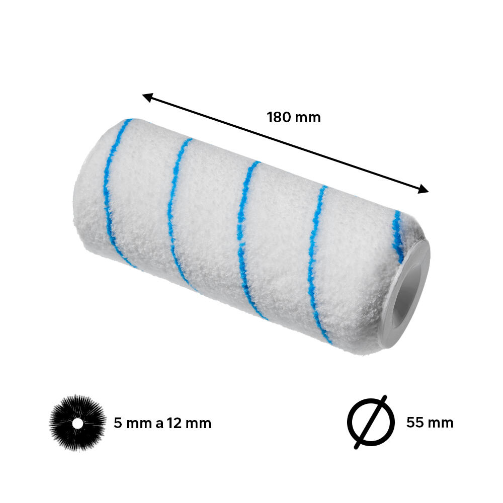 Recambio de rodillo para pintar superficies lisas DEXTER de 180 mm de anchura, 55 mm de diámetro, pelo medio (5 mm a 12 mm). 3 unidades. - 2