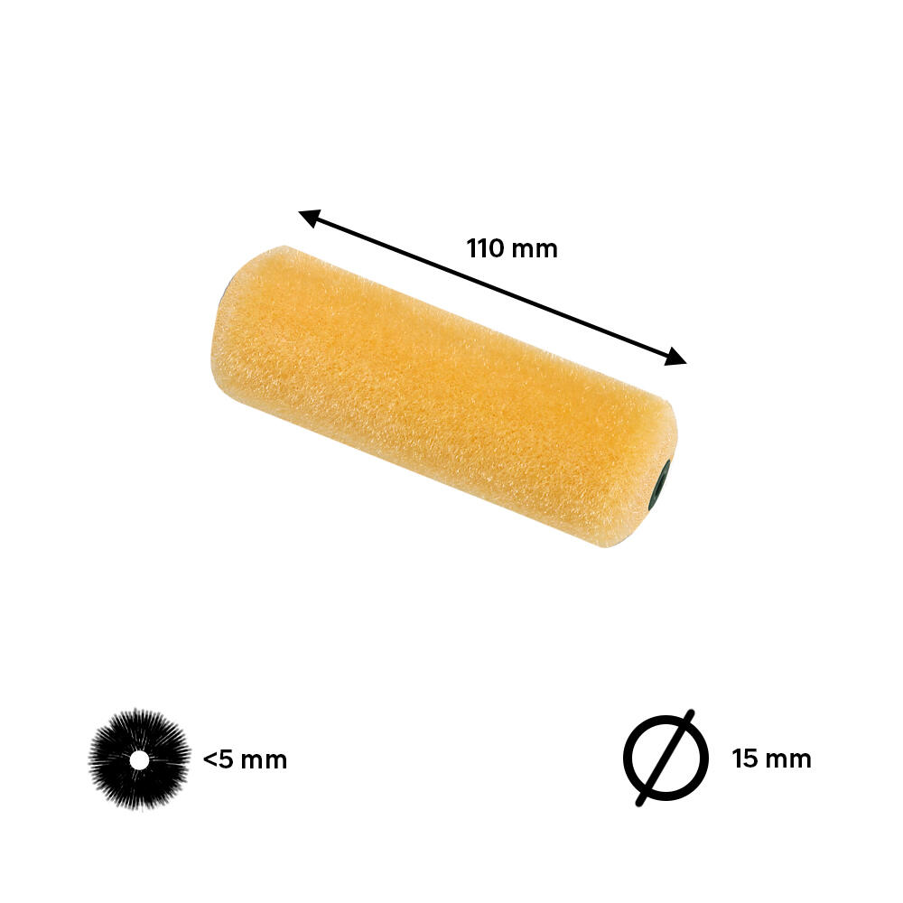 Recambio de mini rodillo para barnizar, lacar CIRET de 110 mm de anchura, 15 mm de diámetro, pelo corto (menos de 5 mm). Fibra de poliéster. 2 unidades. - 2