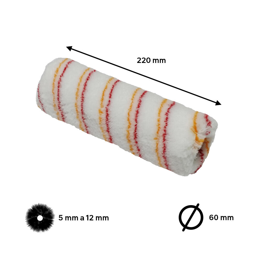 Recambio de rodillo para pintar superficies lisas NESPOLI de 220 mm de anchura, 60 mm de diámetro, pelo medio (5 mm a 12 mm). Fibra de poliamida. 1 unidad. - 2