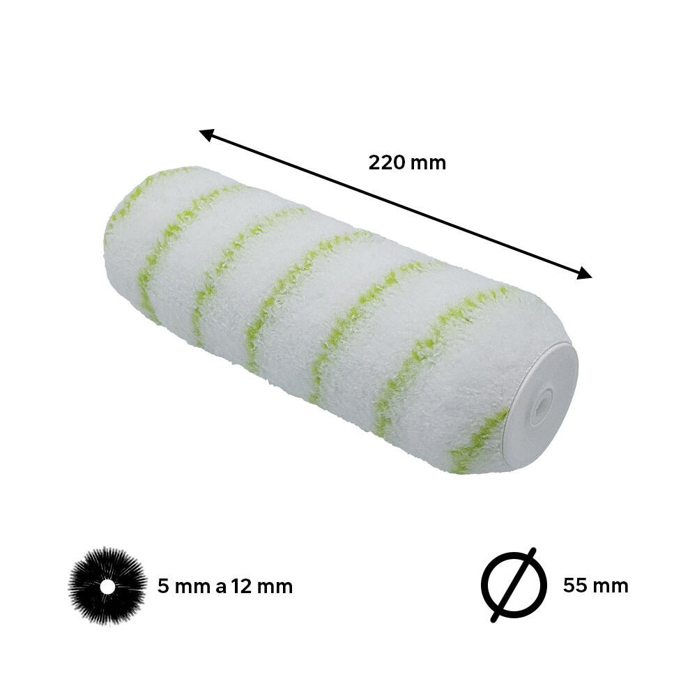 Recambio de rodillo para pintar superficies rugosas NESPOLI de 220 mm de anchura, 55 mm de diámetro, pelo medio (5 mm a 12 mm). Fibra de poliamida. 1 unidad. - 2