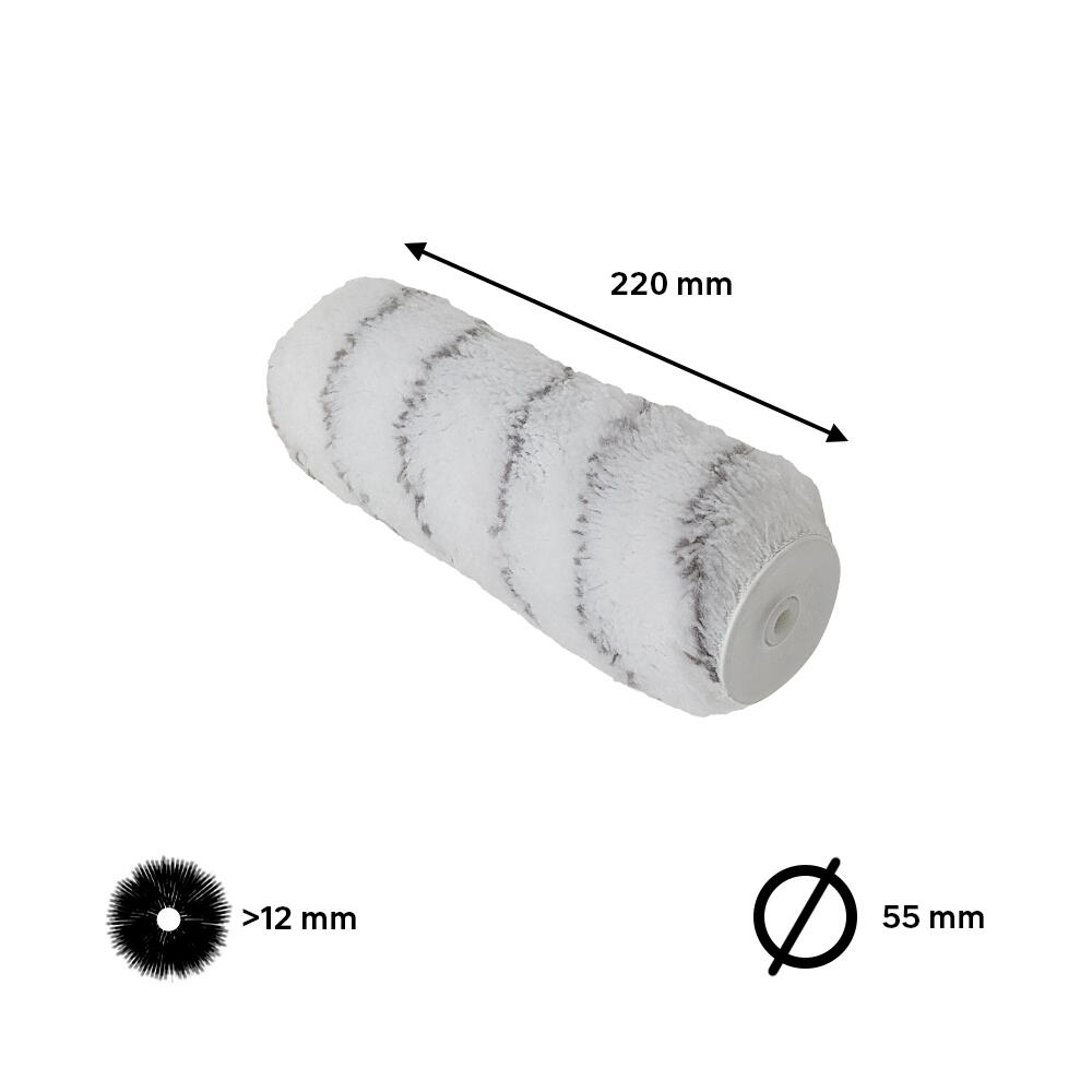 Recambio de rodillo para pintar fachadas lisas NESPOLI de 220 mm de anchura, 55 mm de diámetro, pelo largo (más de 12 mm). Fibra de poliamida. 1 unidad. - 2
