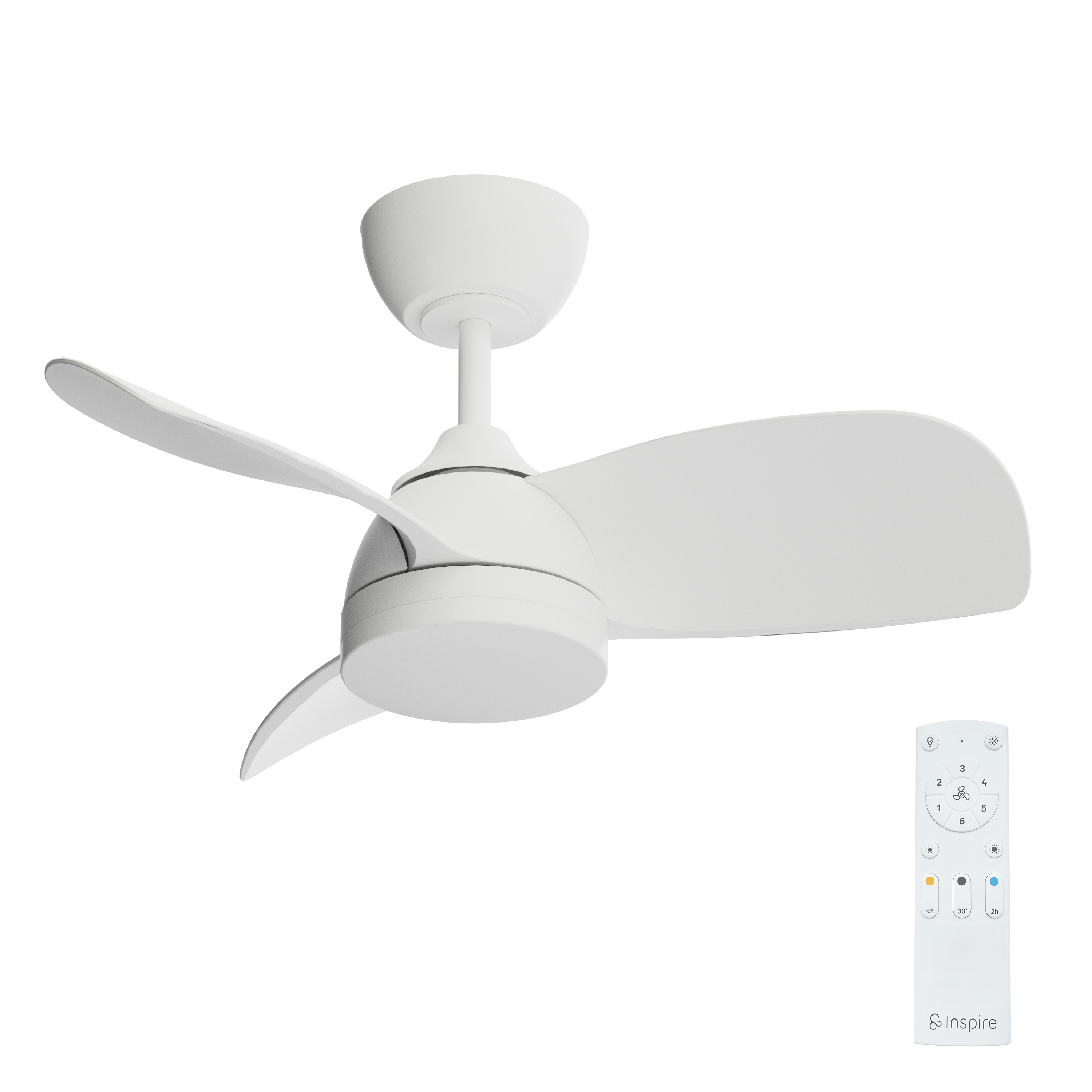 Ventilador de techo con luz silencioso DC 26W con mando ø71 cm Beach INSPIRE blanco luz CCT 3 aspas| 6 velocidades| modo verano/invierno| brisa| temporizador| recomendado para <13m² - 10