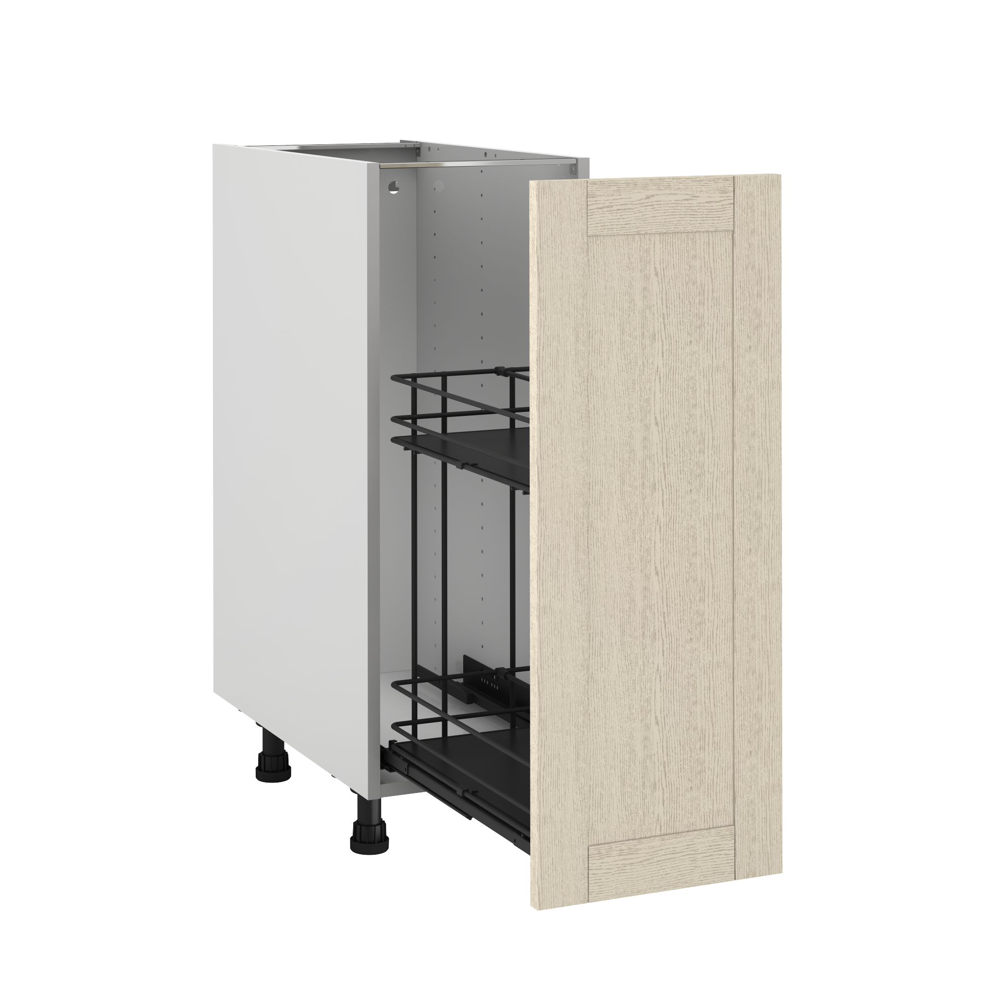 Mueble bajo de cocina delinia id chester lino 76,8x30 cm botellero especiero extraible