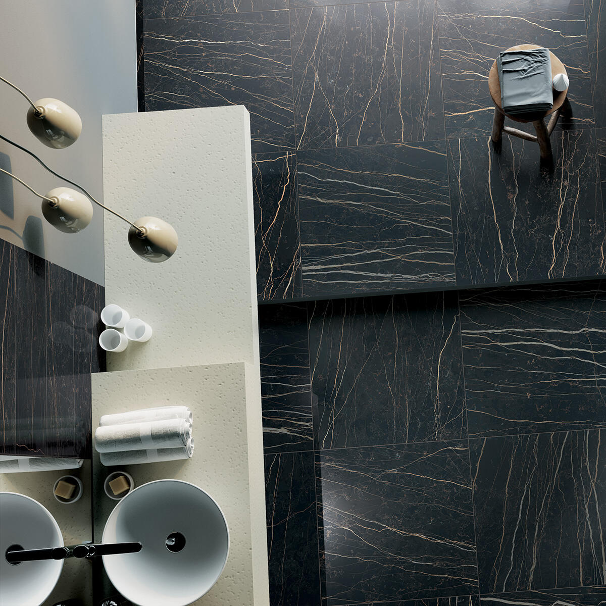 Carrelage sol / mur effet marbre black gold Rimini l.60 x L.60 cm - 2