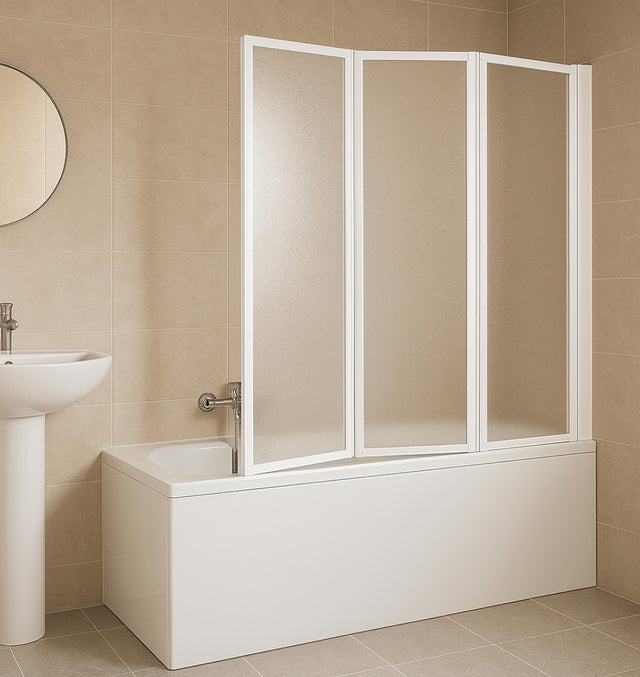 BIOMBO DE BAÑERA 3 HOJAS PLEGABLE ECO 140X140CM BLANCO
