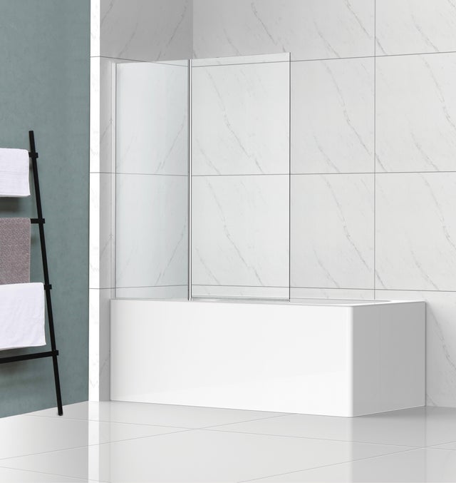 BIOMBO DE BAÑERA 1 HOJA FIJA + 1 HOJA ABATIBLE ADAK 45+60X145CM CROMO