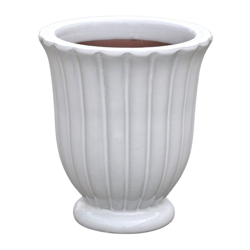 Doniczka szkliwiona waza 24 cm biała Cermax