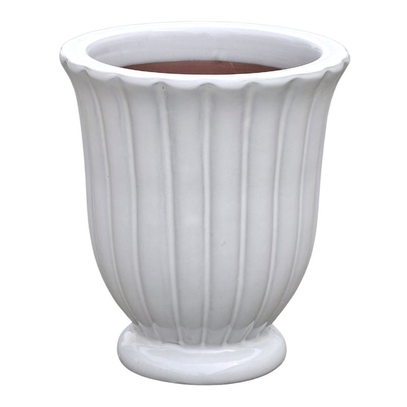 Doniczka szkliwiona waza 31 cm biała Cermax