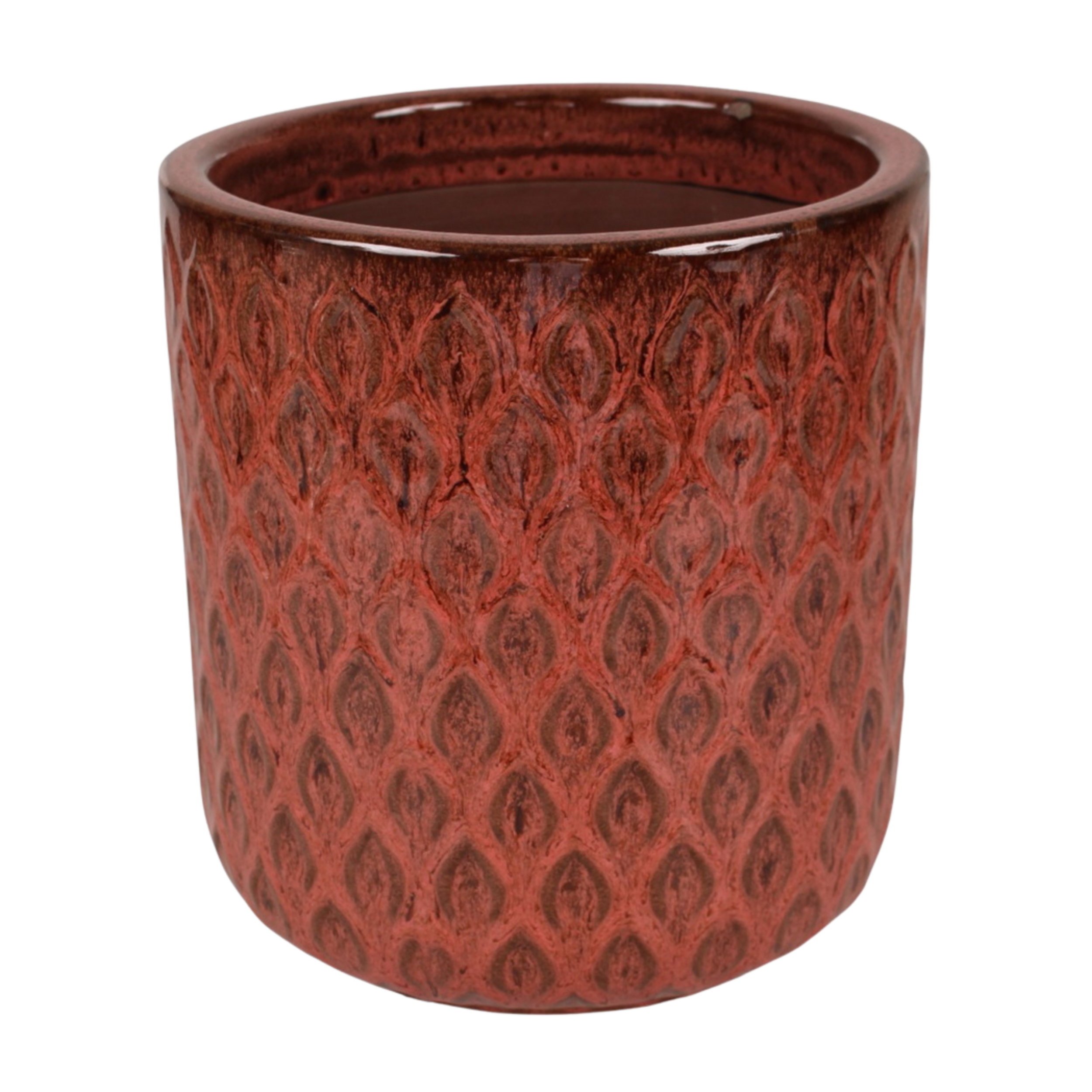 Doniczka szkliwiona z dekorem Fuego 19 cm ceglasty Cermax