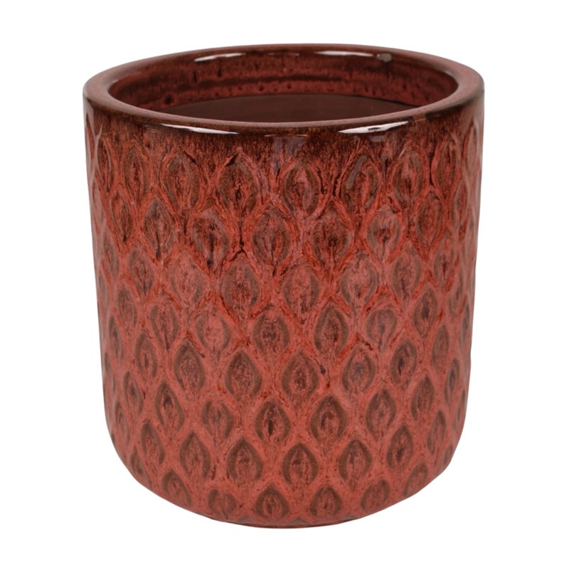 Doniczka szkliwiona z dekorem Fuego 19 cm ceglasty Cermax