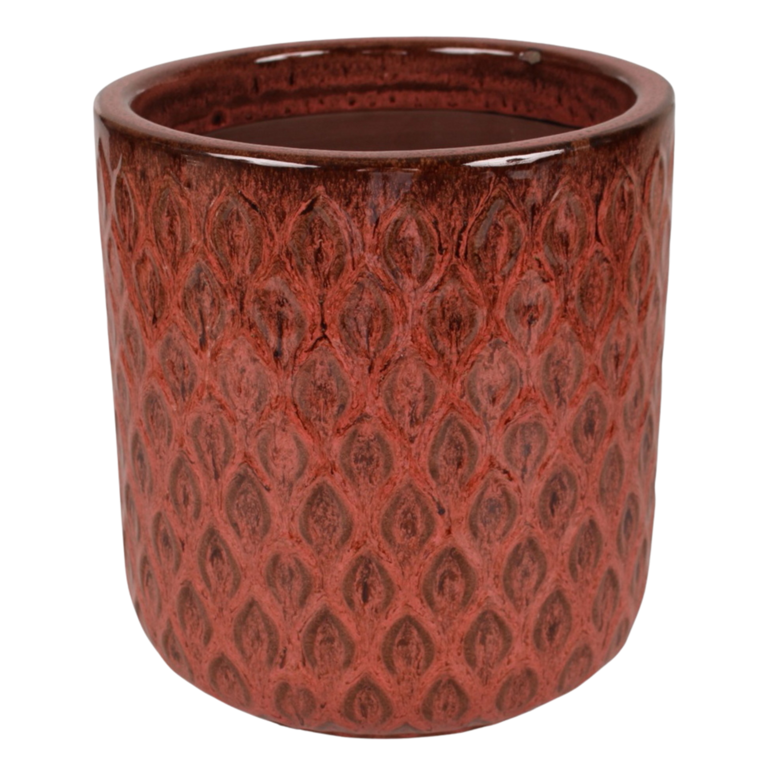 Doniczka szkliwiona z dekorem Fuego 24 cm ceglasty Cermax