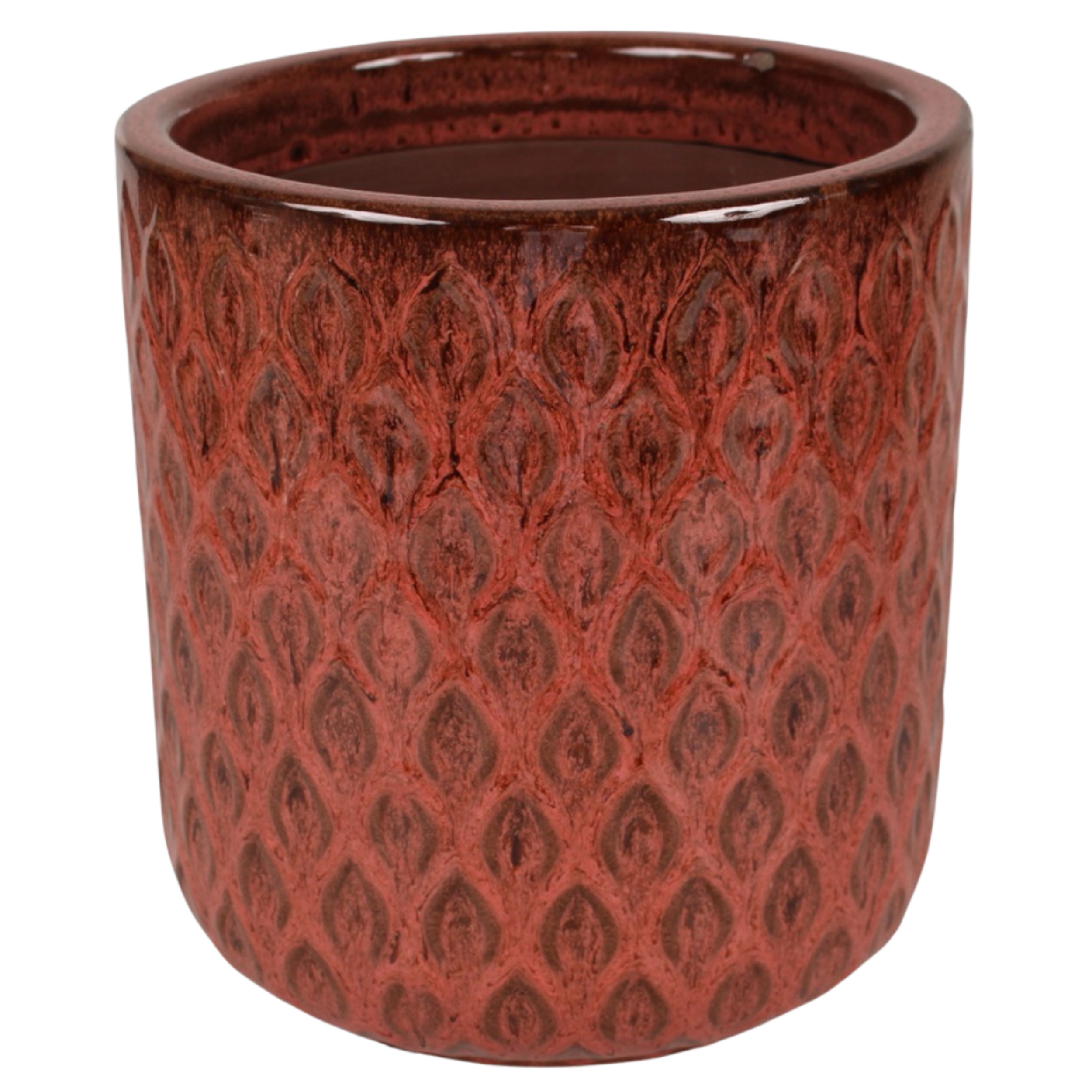 Doniczka szkliwiona z dekorem Fuego 30 cm ceglasty Cermax