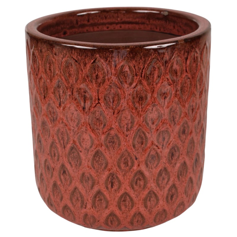 Doniczka szkliwiona z dekorem Fuego 30 cm ceglasty Cermax