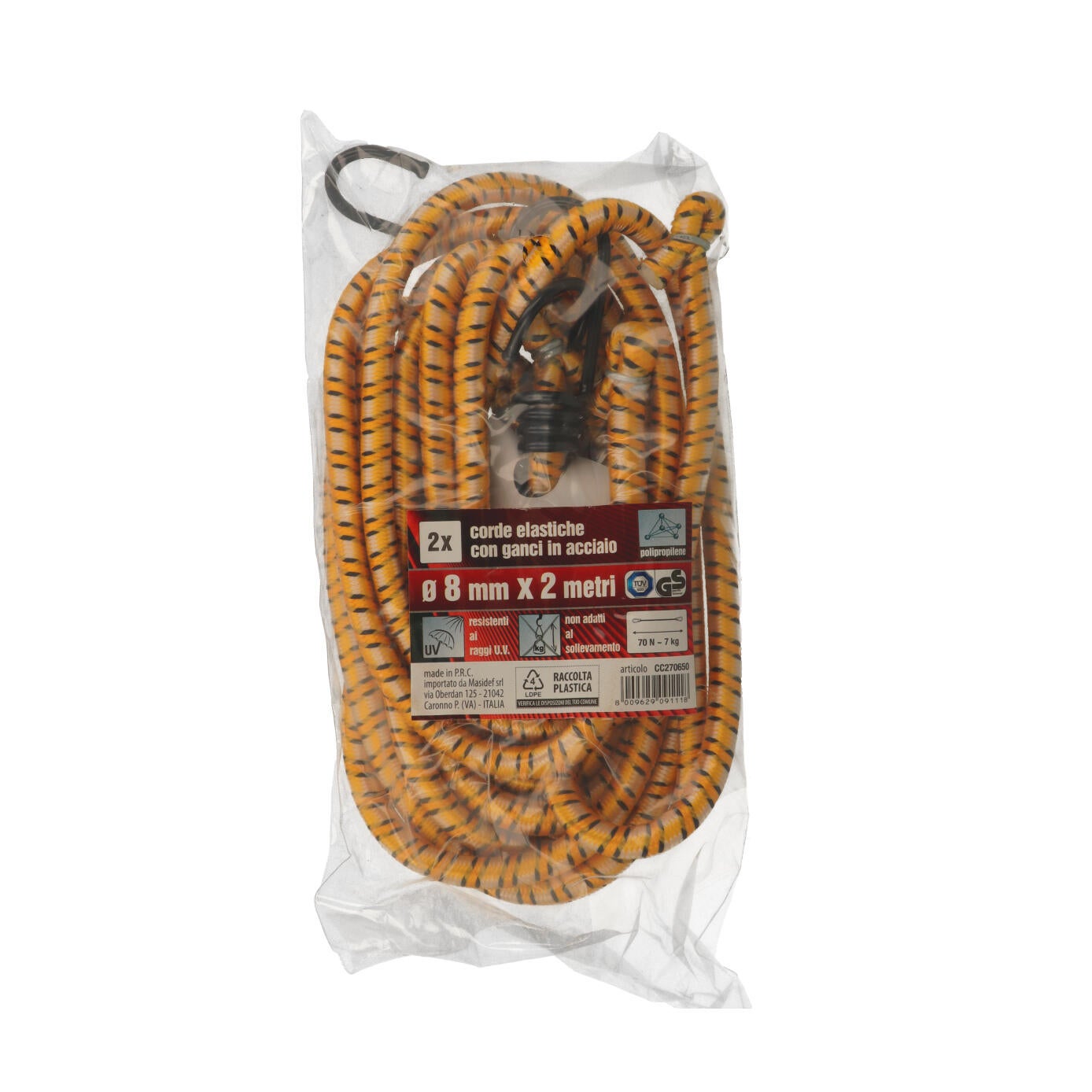 Corda elastica con gancio multicolore L 2 m x Ø 8 mm 2 pezzi - 3
