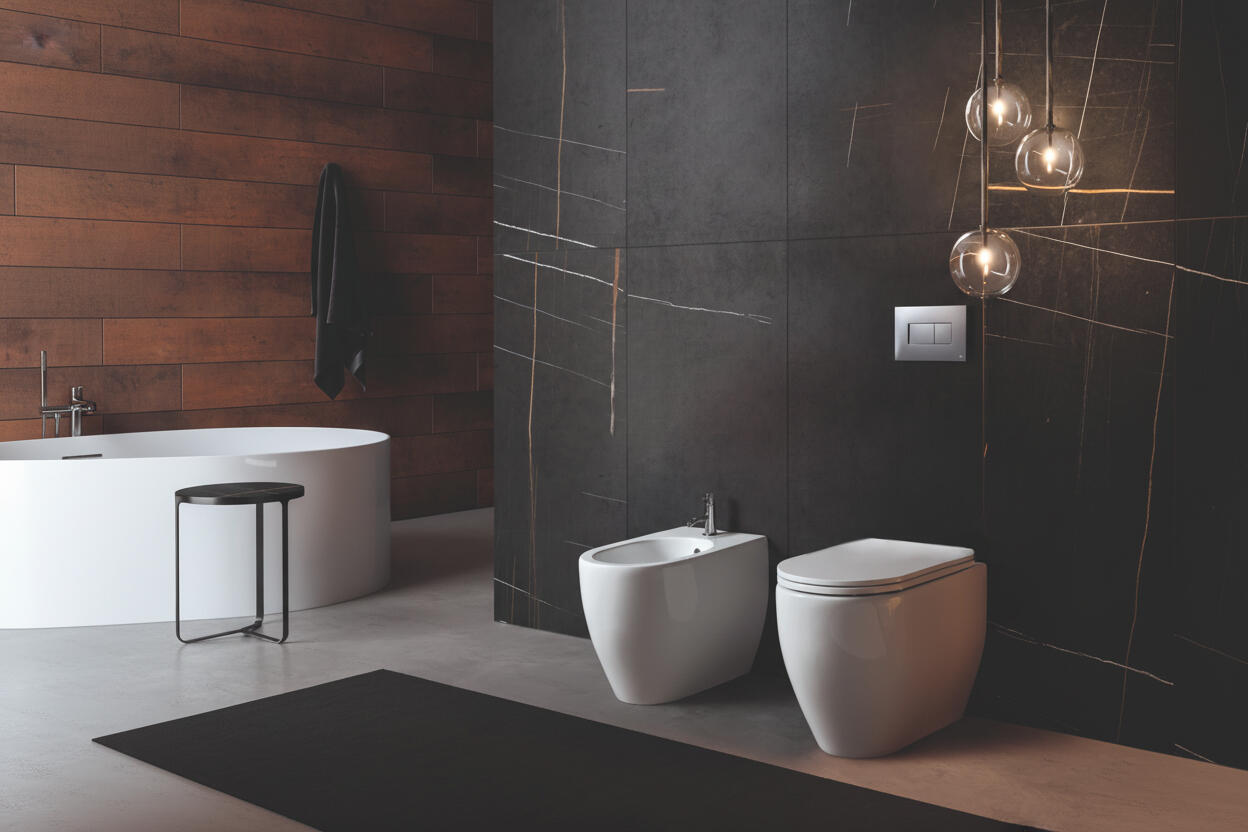 Vaso WC filomuro KERASAN flo, sedile escluso P 53 x L 37 x H 43 cm bianco - 2