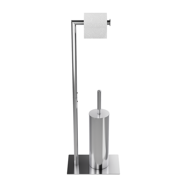 Piantana porta rotolo e porta scopino wc Essential grigio cromato