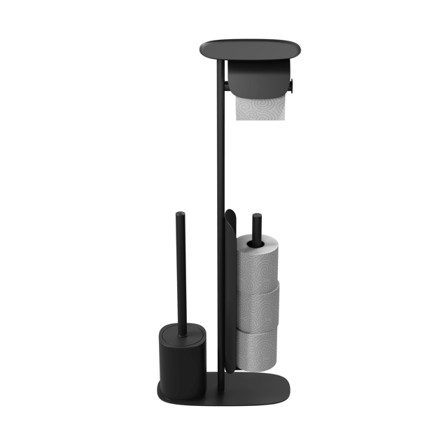 Suporte para piaçaba e porta-rolos preto escovado Sensea Remix
