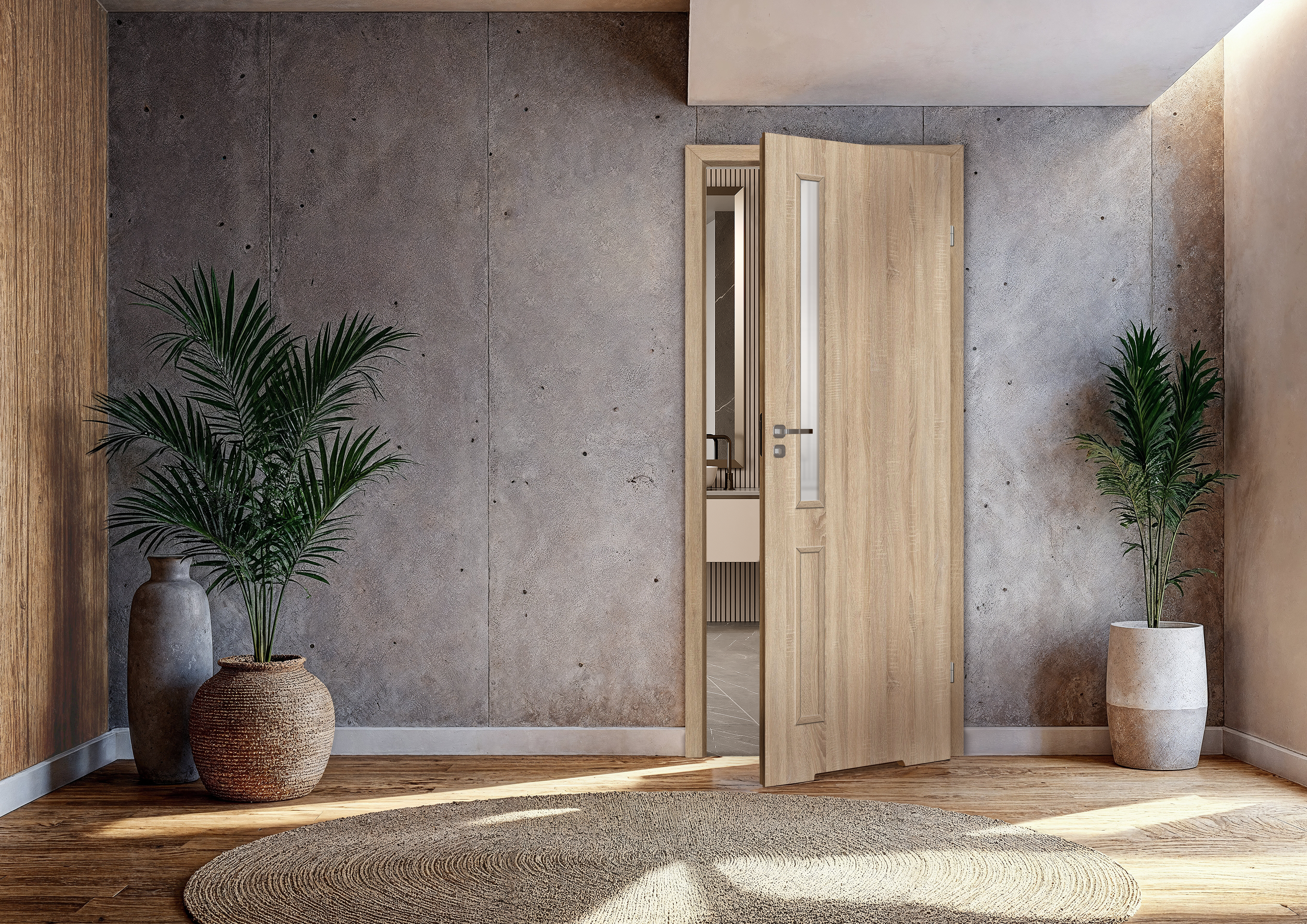 Drzwi wewnętrzne łazienkowe Zaria dąb sonoma 80 prawe z podcięciem wentylacyjnym VOSTER - 2