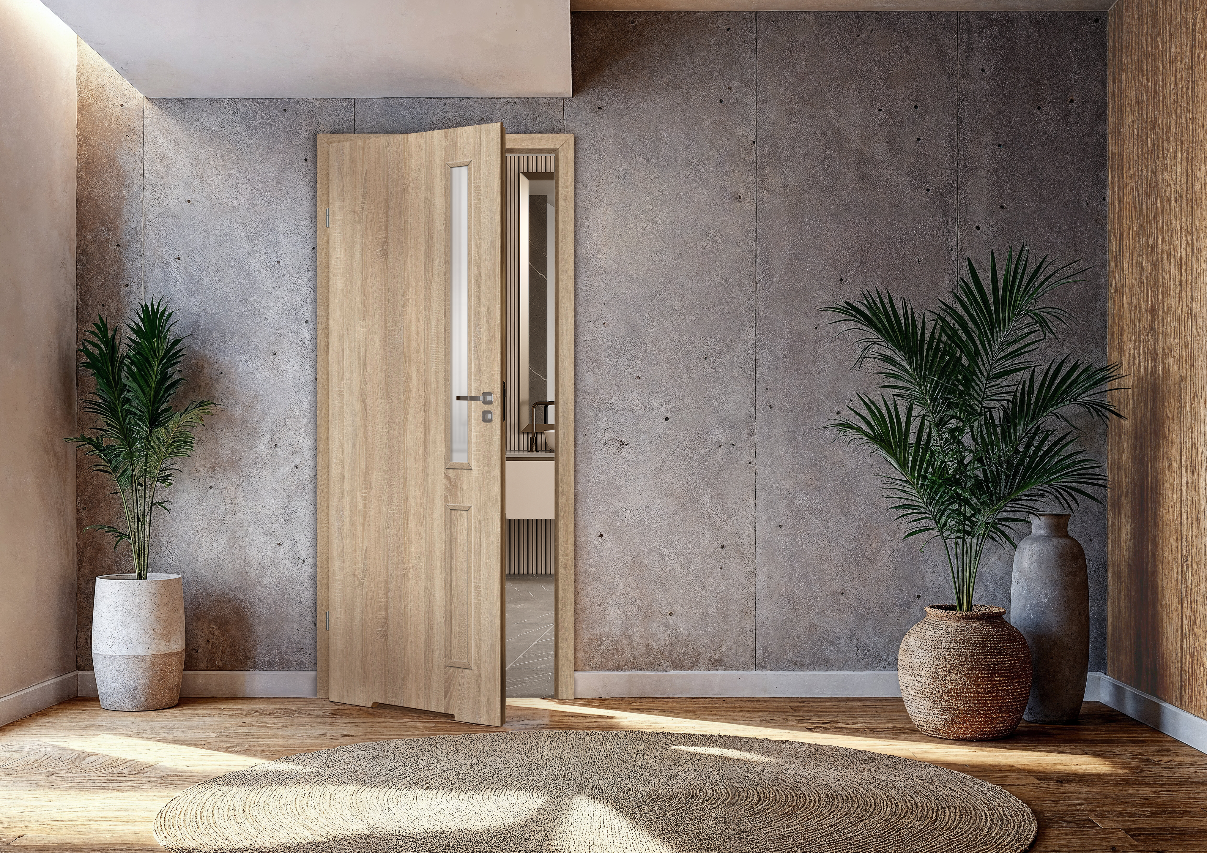 Drzwi wewnętrzne łazienkowe Zaria dąb sonoma 60 lewa z podcięciem wentylacyjnym VOSTER - 2