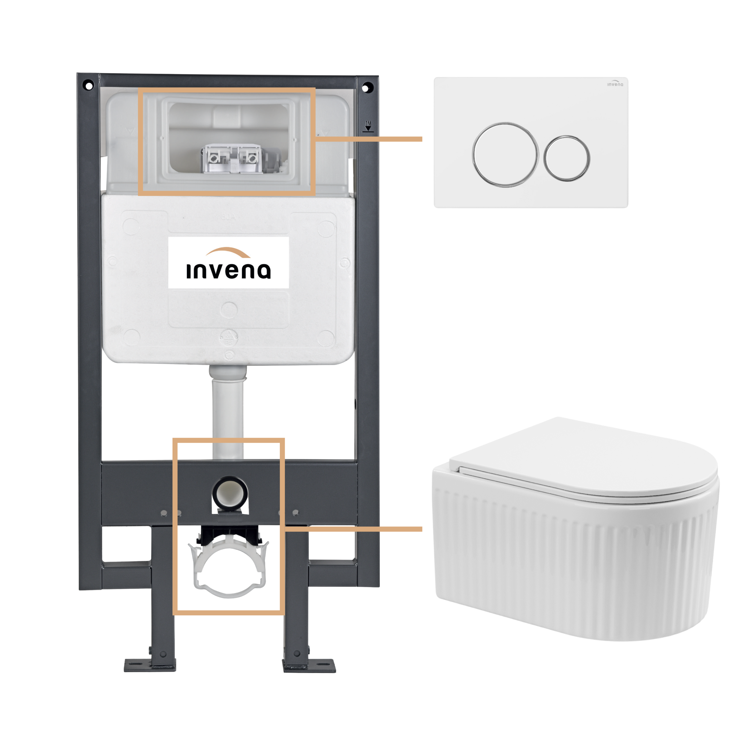 Zestaw podtynkowy WC Magic z przyciskiem biały Invena