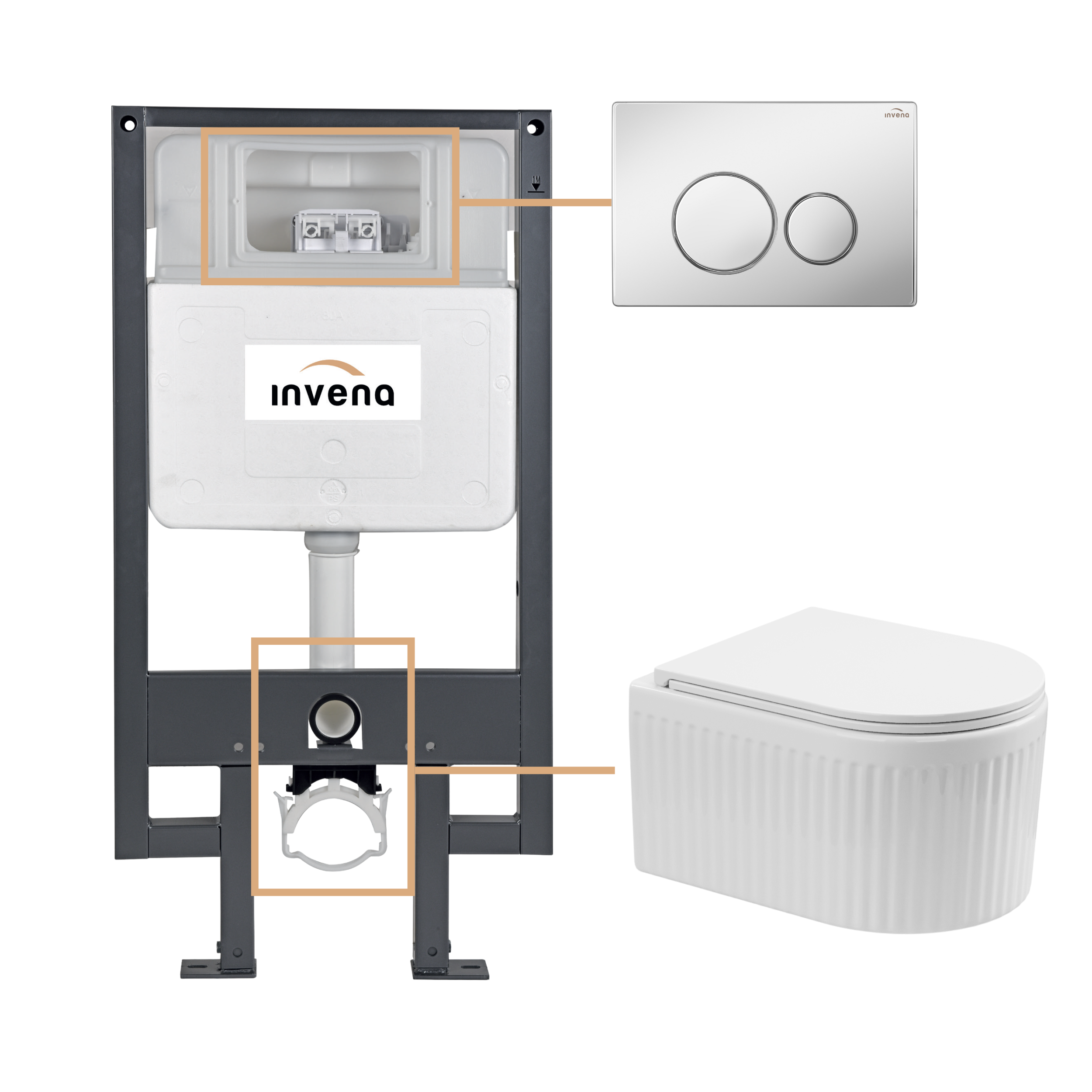 Zestaw podtynkowy WC Magic z przyciskiem chrom Invena