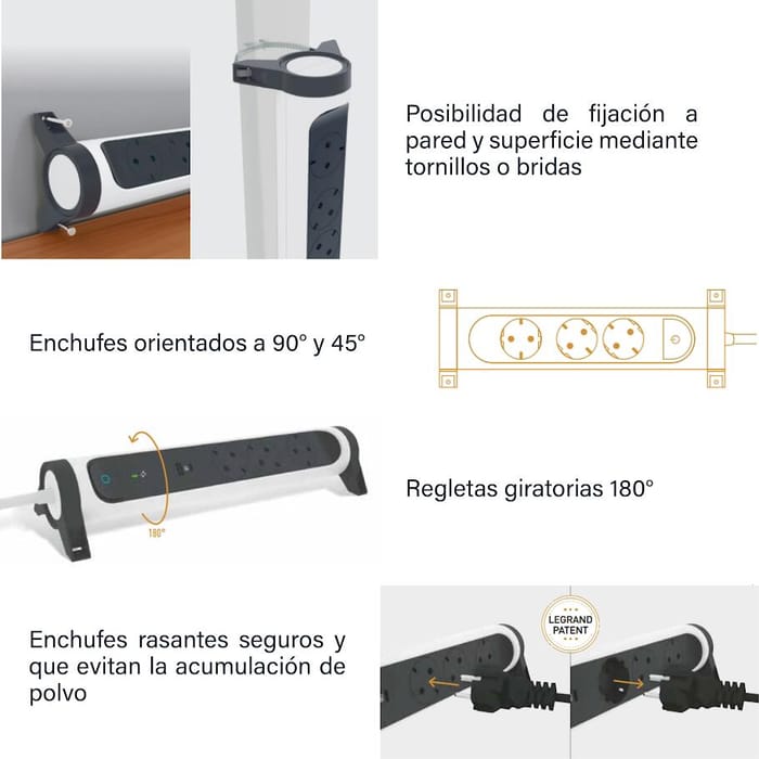 Ventajas y caracteristicas regletas Legrand