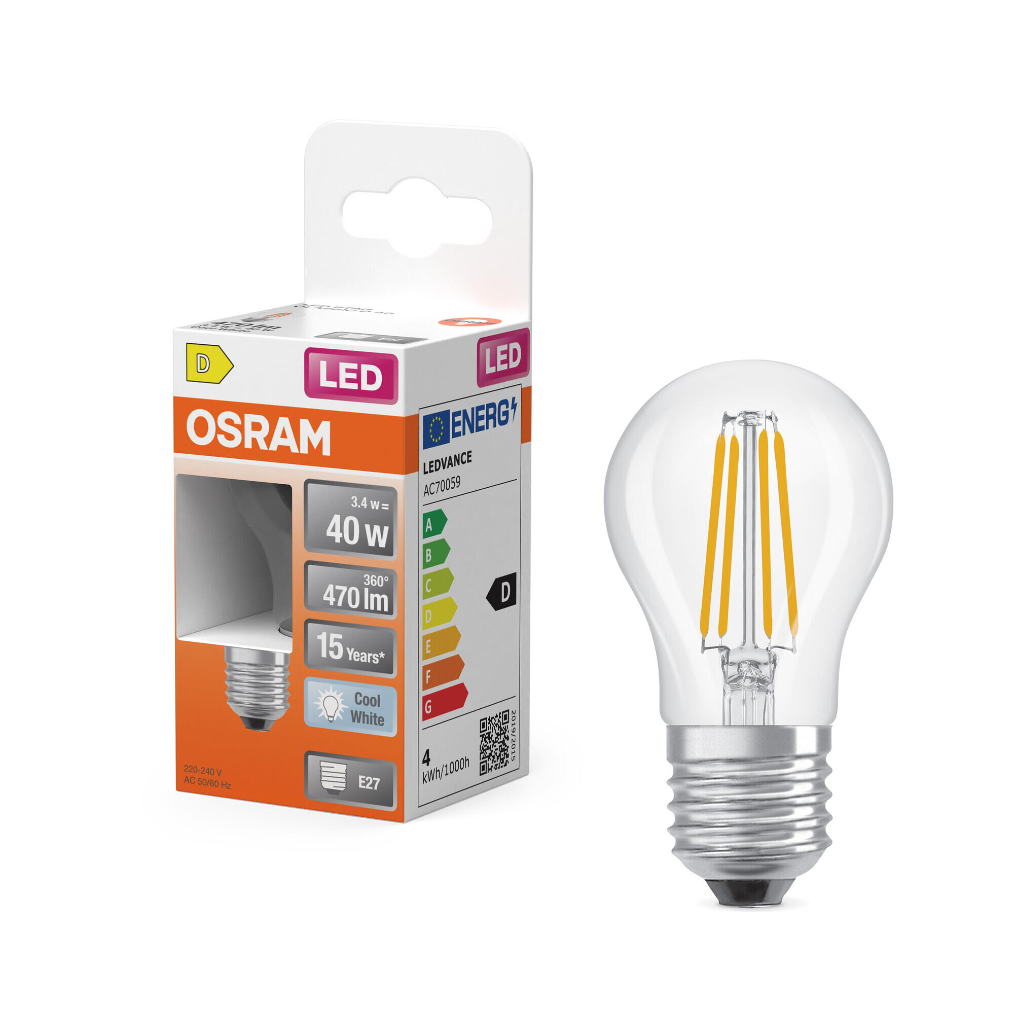 BOMBILLA LED ESFÉRICA FILAMENTO E27 470LM 3.4W LUZ NEUTRA - 2