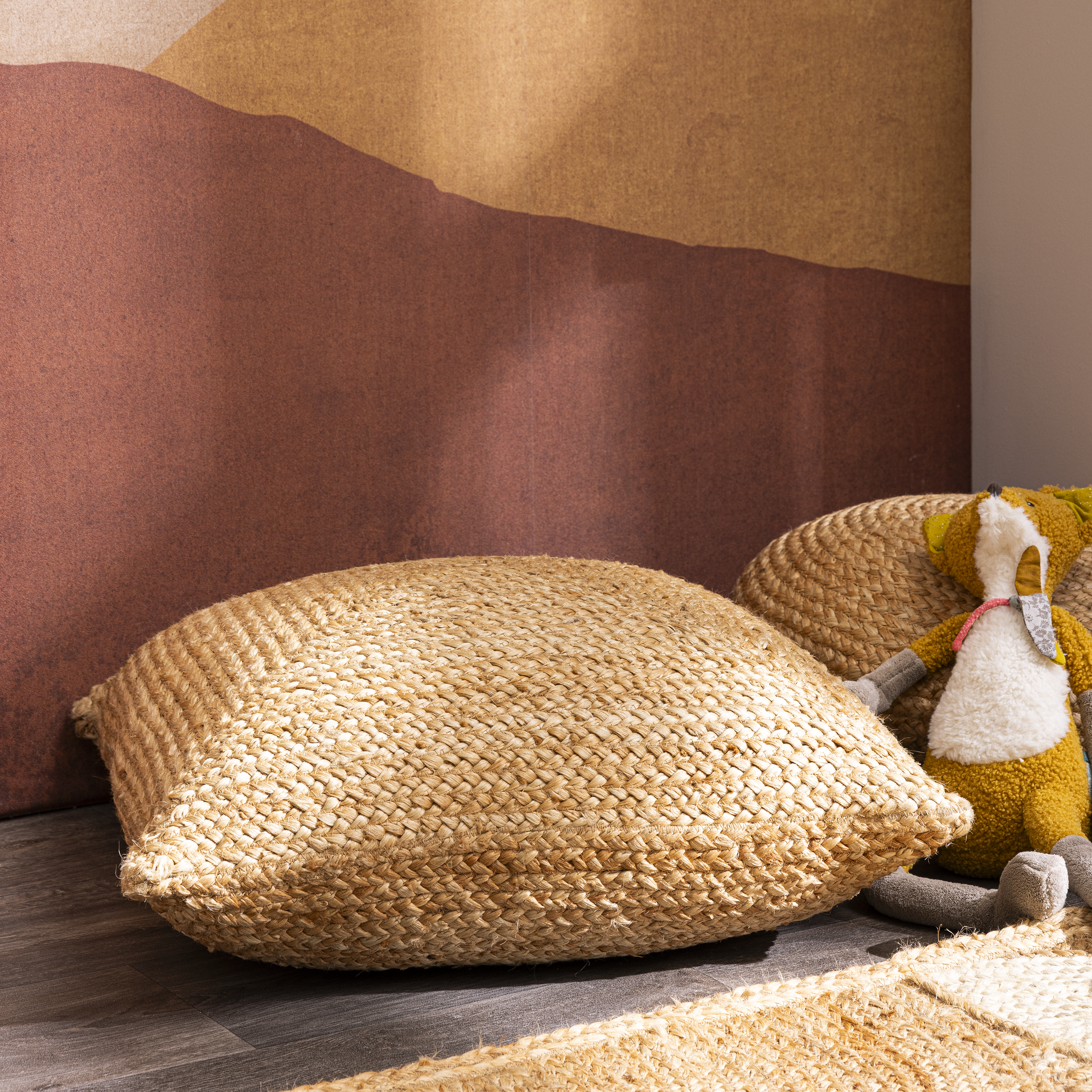 Coussin de sol Nils, jute, l.60 x L.60 cm, INSPIRE - 7