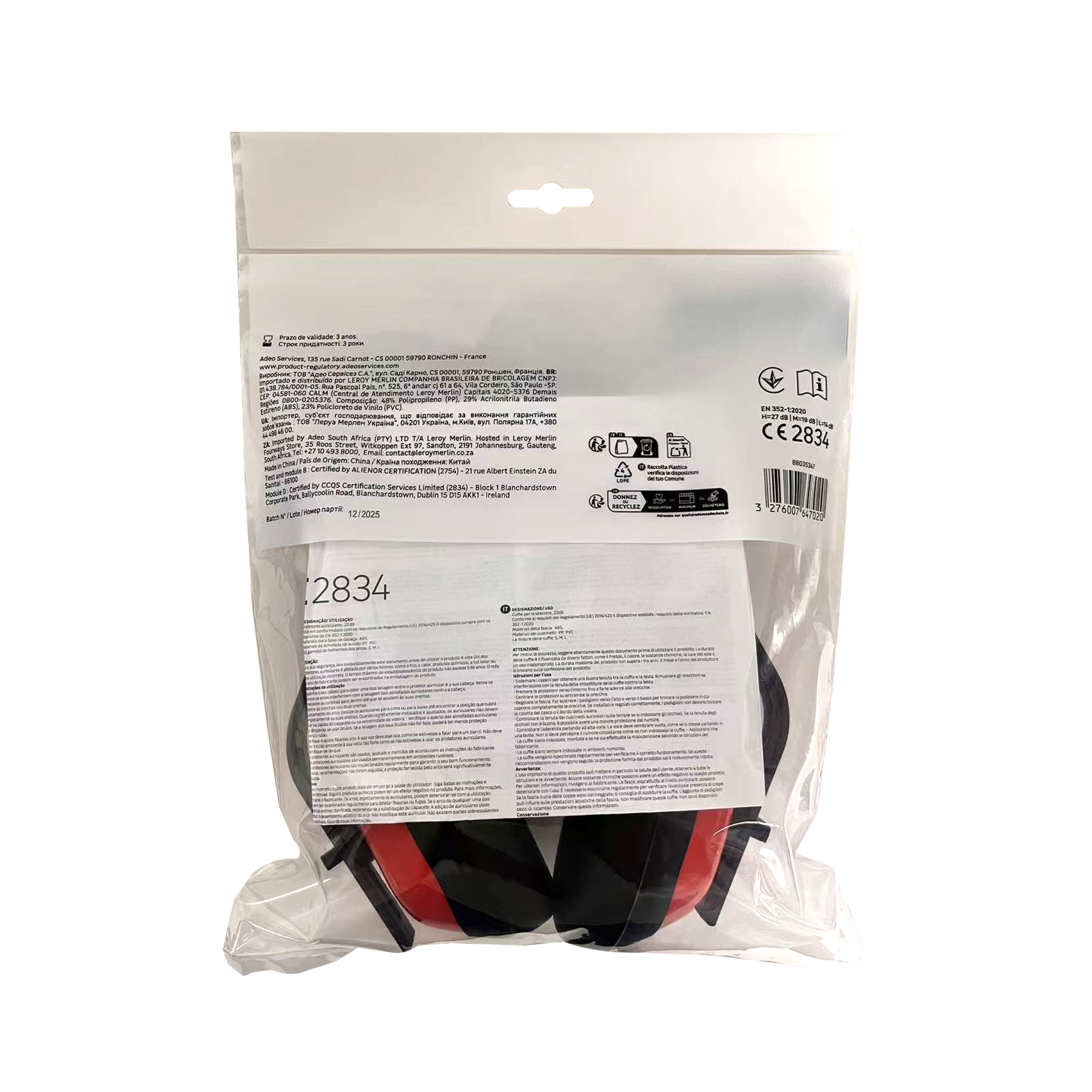 Protetor auditivo ajustável ABS, poliuretano e PVC 22 dB - 5