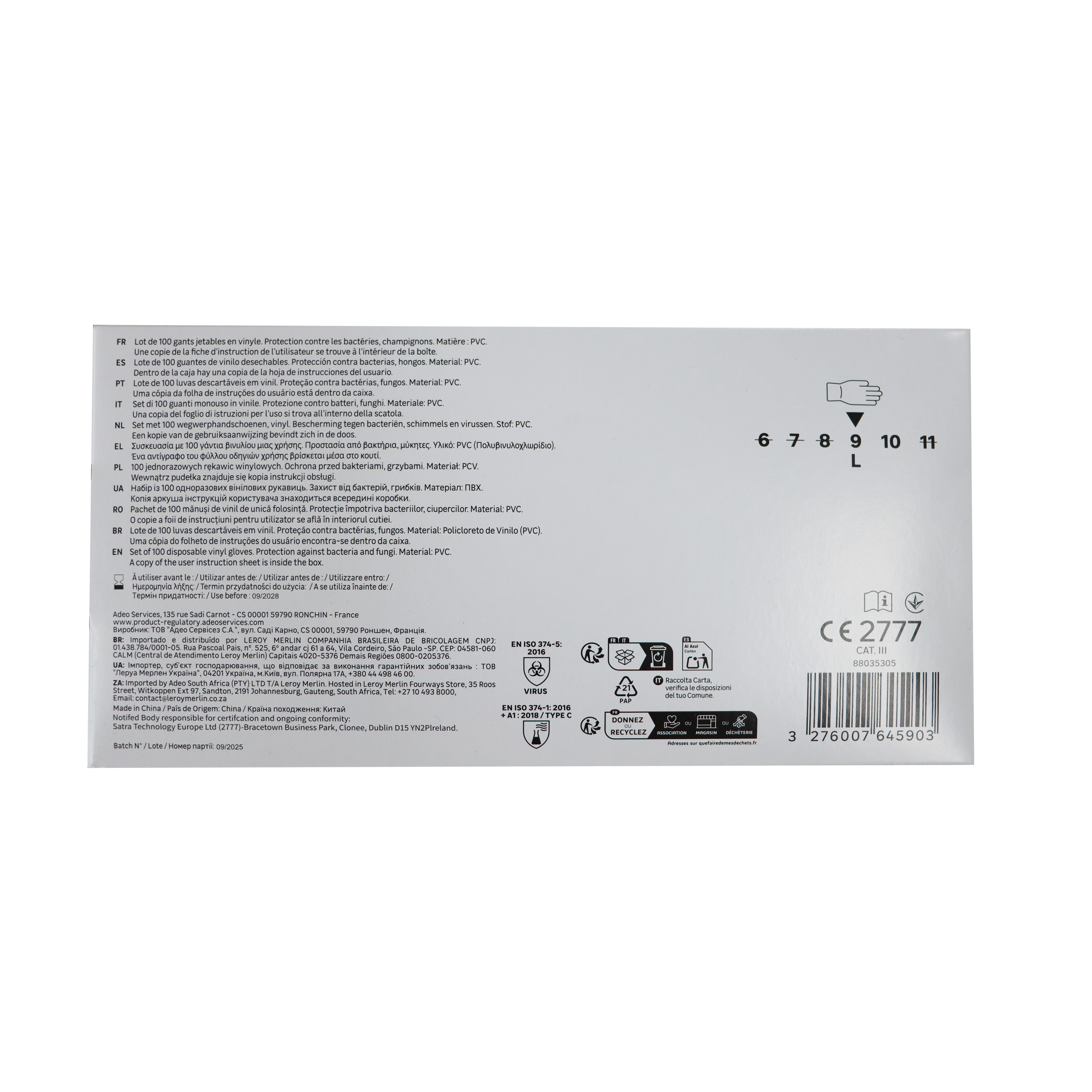 Pack de 100 Luvas descartáveis de vinil transparentes - 4