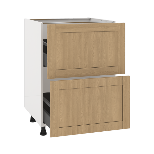 Szafka kuchenna kompletna Chester 60 cm jasne drewno 2 szuflady Delinia iD