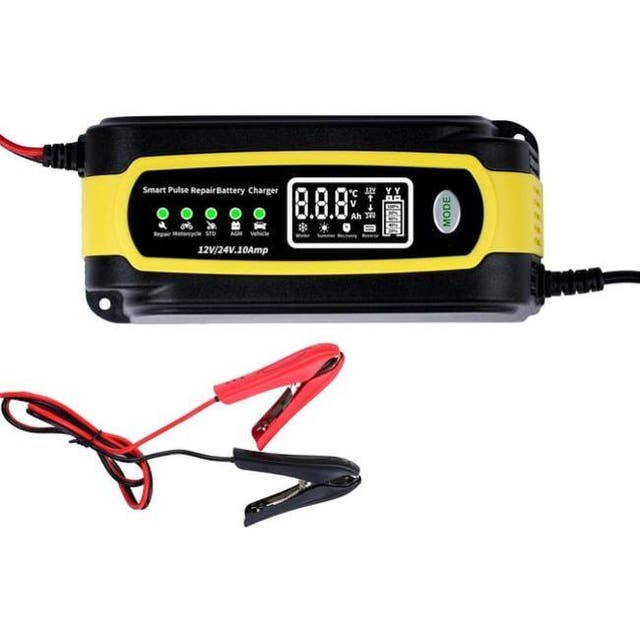Caricabatterie Auto Intelligente 12V/24V Con Display LED - 130W, 10A/6A - Per Batterie Al Piombo Di Auto, Moto, Trattori, Furgoni