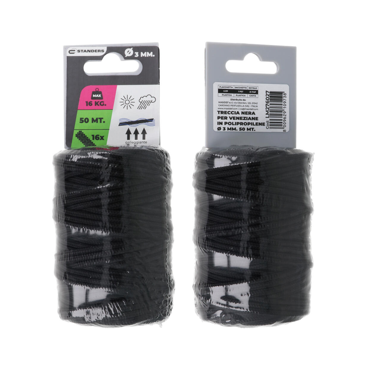 Corda in polipropilene STANDERS L 50 m x Ø 3 mm nero carico max 16 Kg - 2