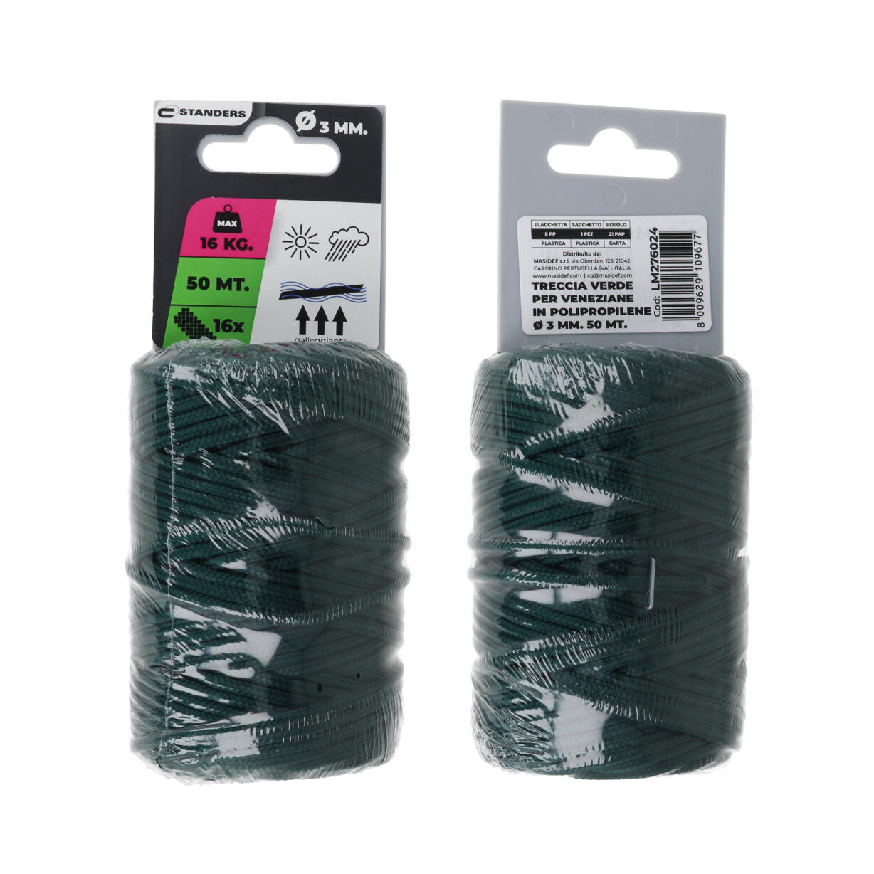 Corda in polipropilene STANDERS L 50 m x Ø 3 mm verde carico max 16 Kg - 2