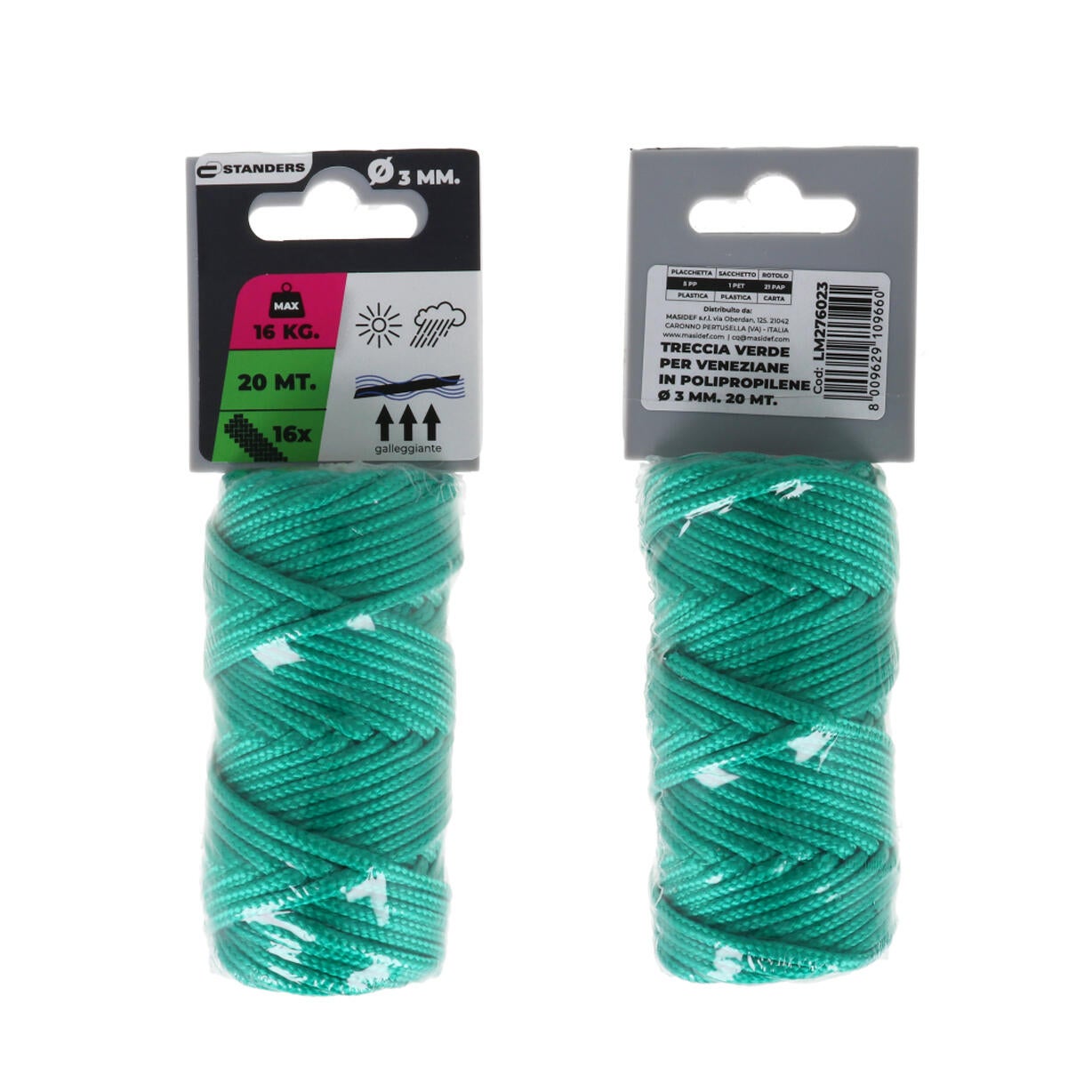 Corda in polipropilene STANDERS L 20 m x Ø 3 mm verde carico max 16 Kg - 2